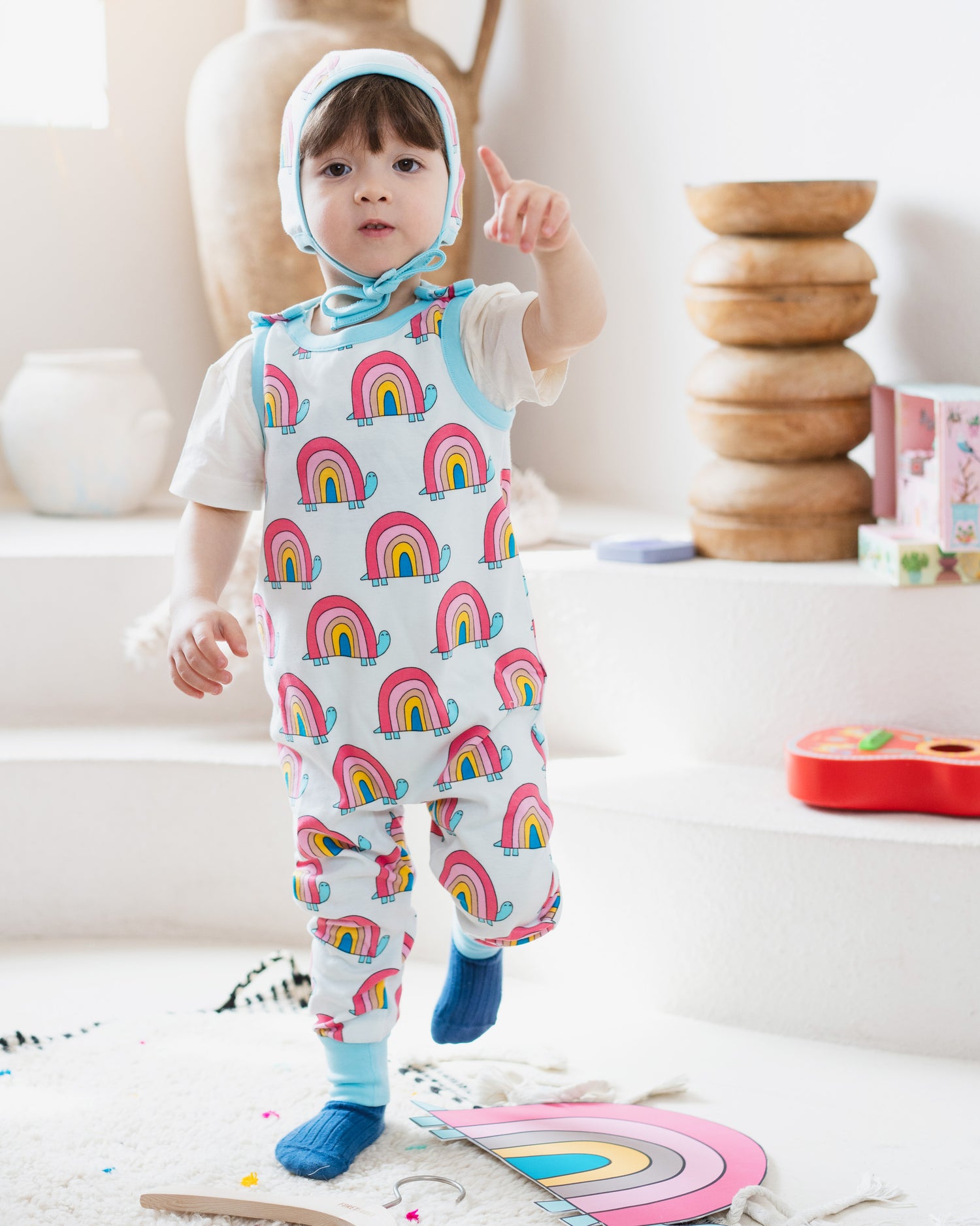 Billie Dungarees - Rainbow Turtle - Ameelo