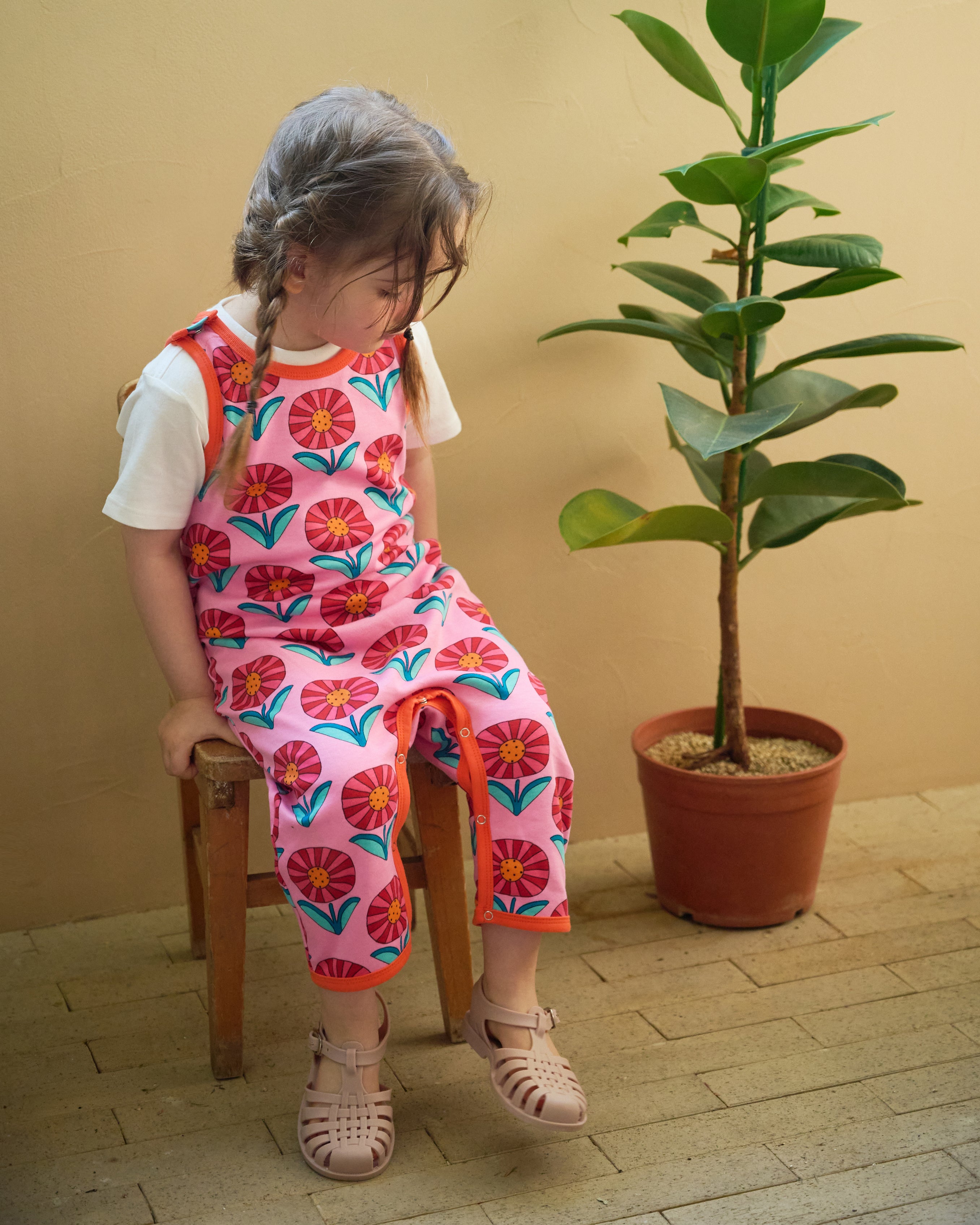 Kai Short Dungarees - Sunny Flower - Ameelo