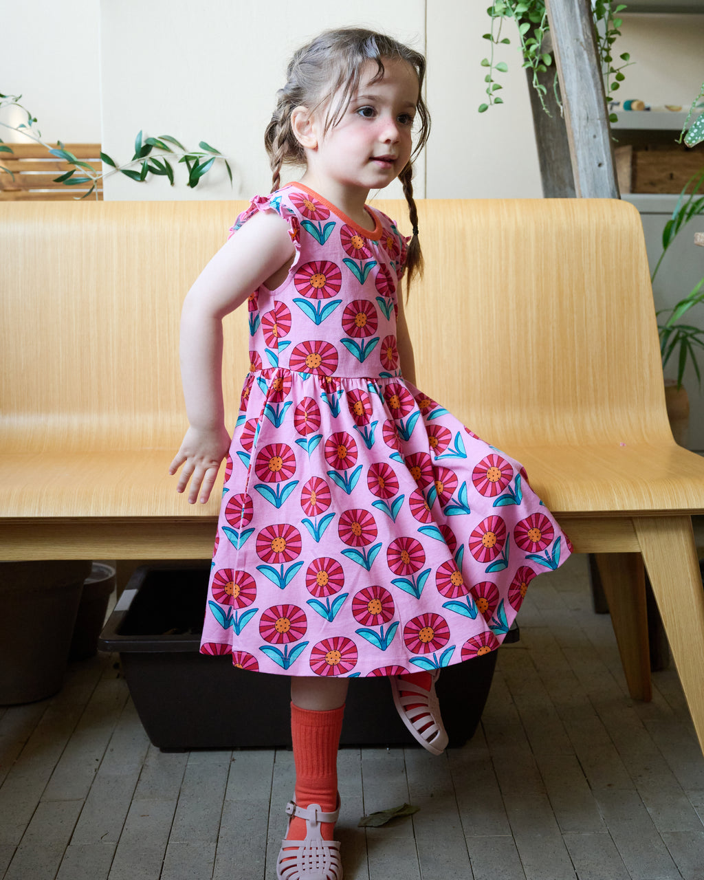 Nina Angel Sleeve Dress - Sunny Flower - Ameelo