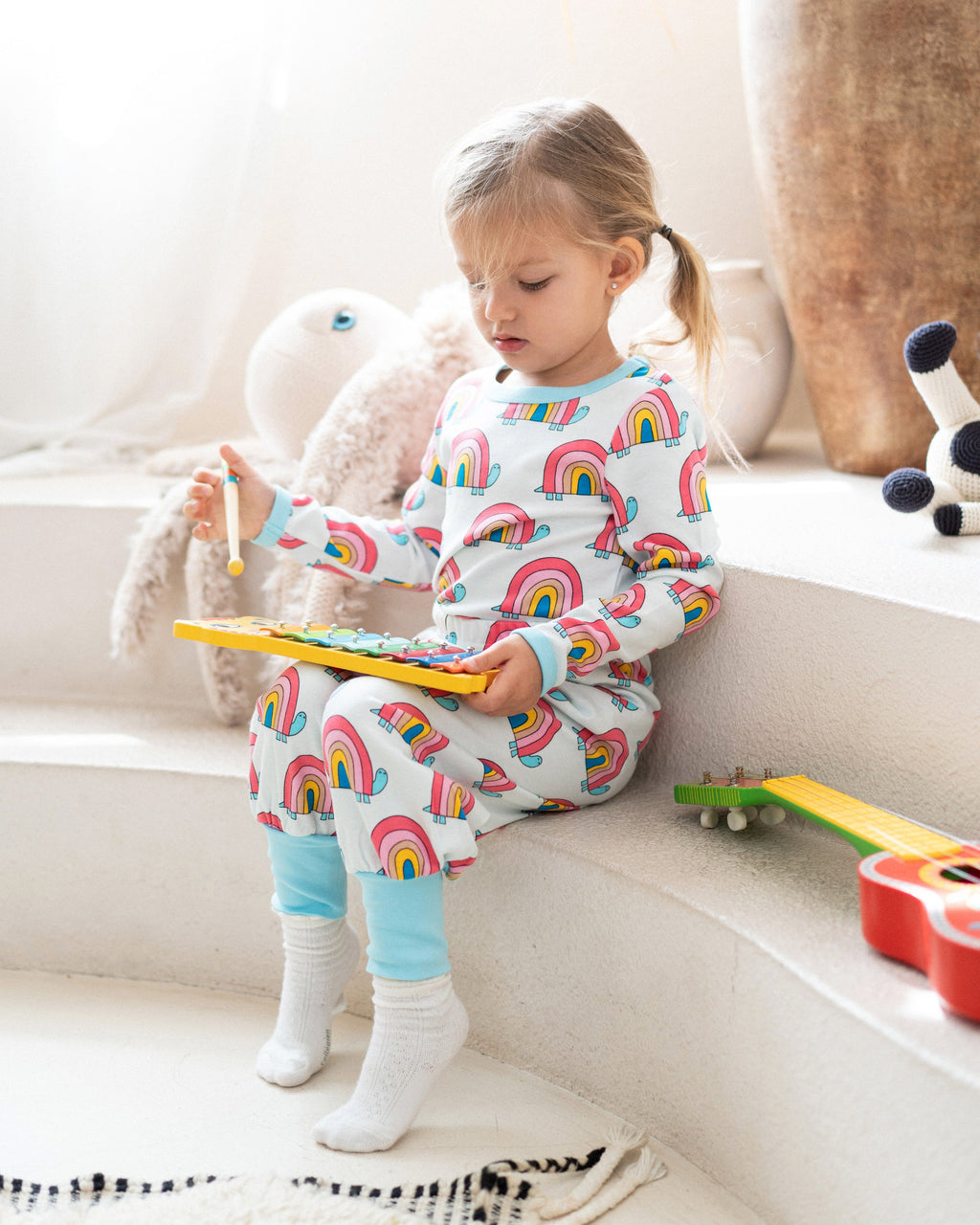 organic cotton - Avery Pants - Rainbow Turtle - Pants - Ameelo - baby kids clothing