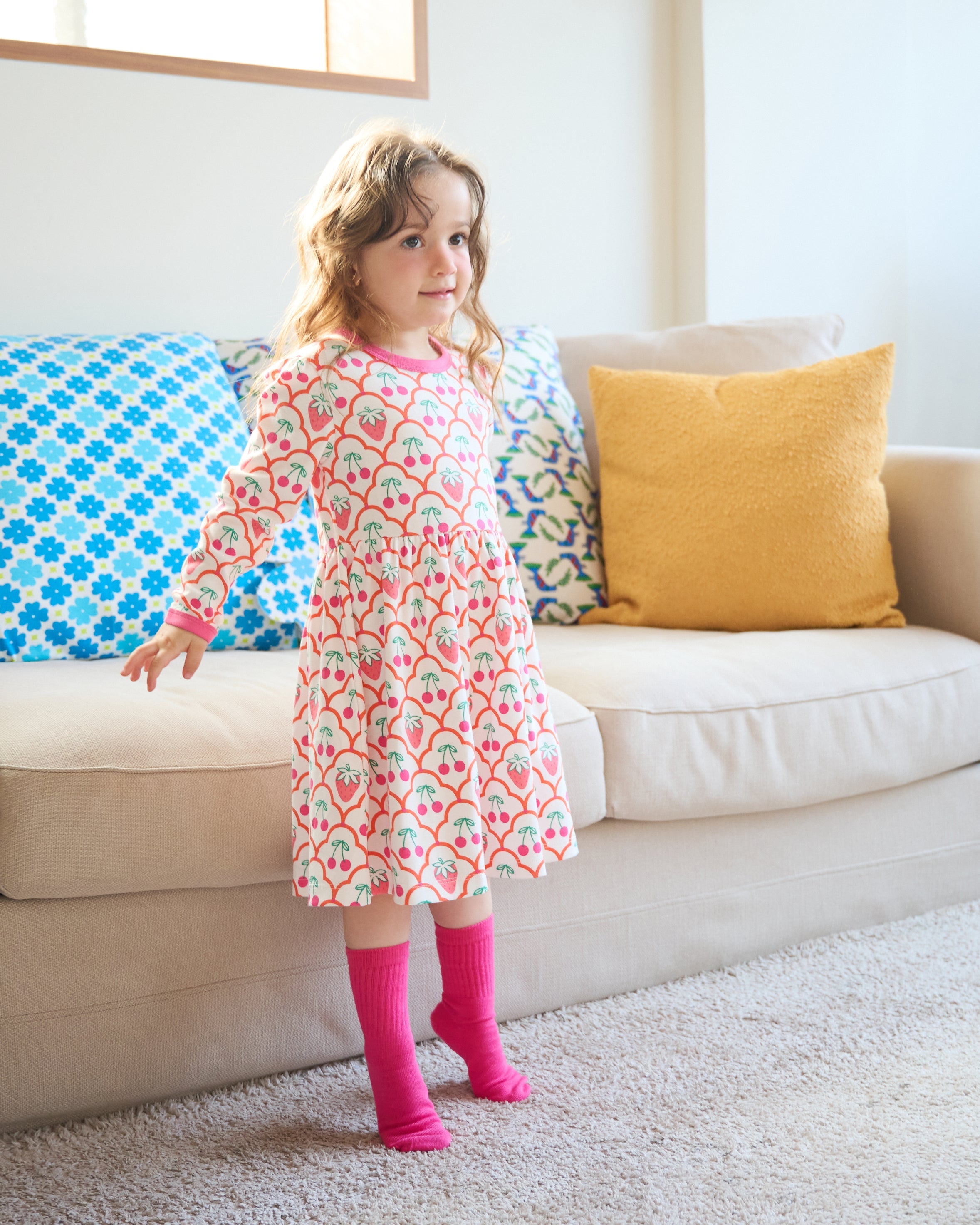 organic cotton - Ayla Dress - Cherry Berry - Dress - Ameelo - baby kids clothing