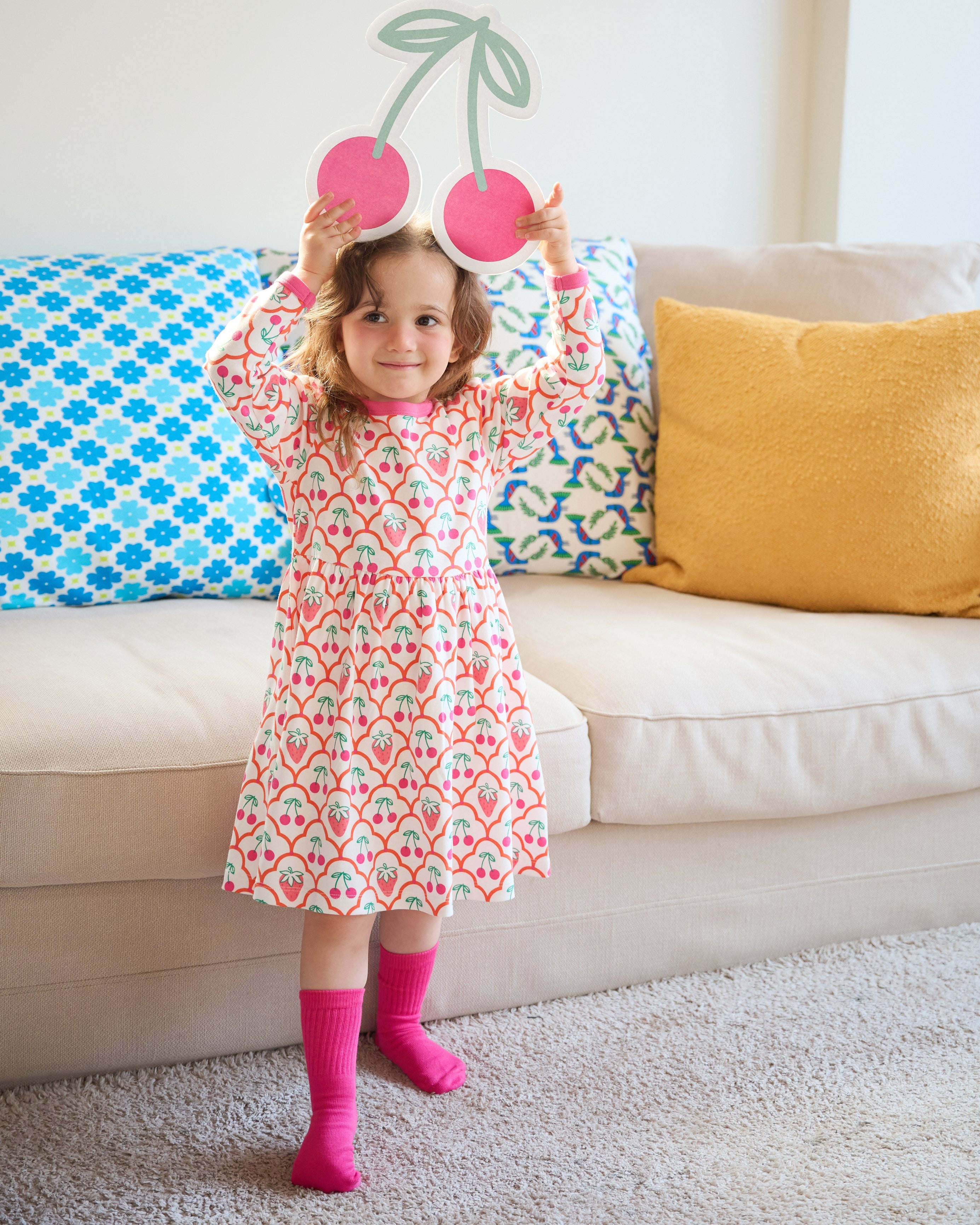 organic cotton - Ayla Dress - Cherry Berry - Dress - Ameelo - baby kids clothing