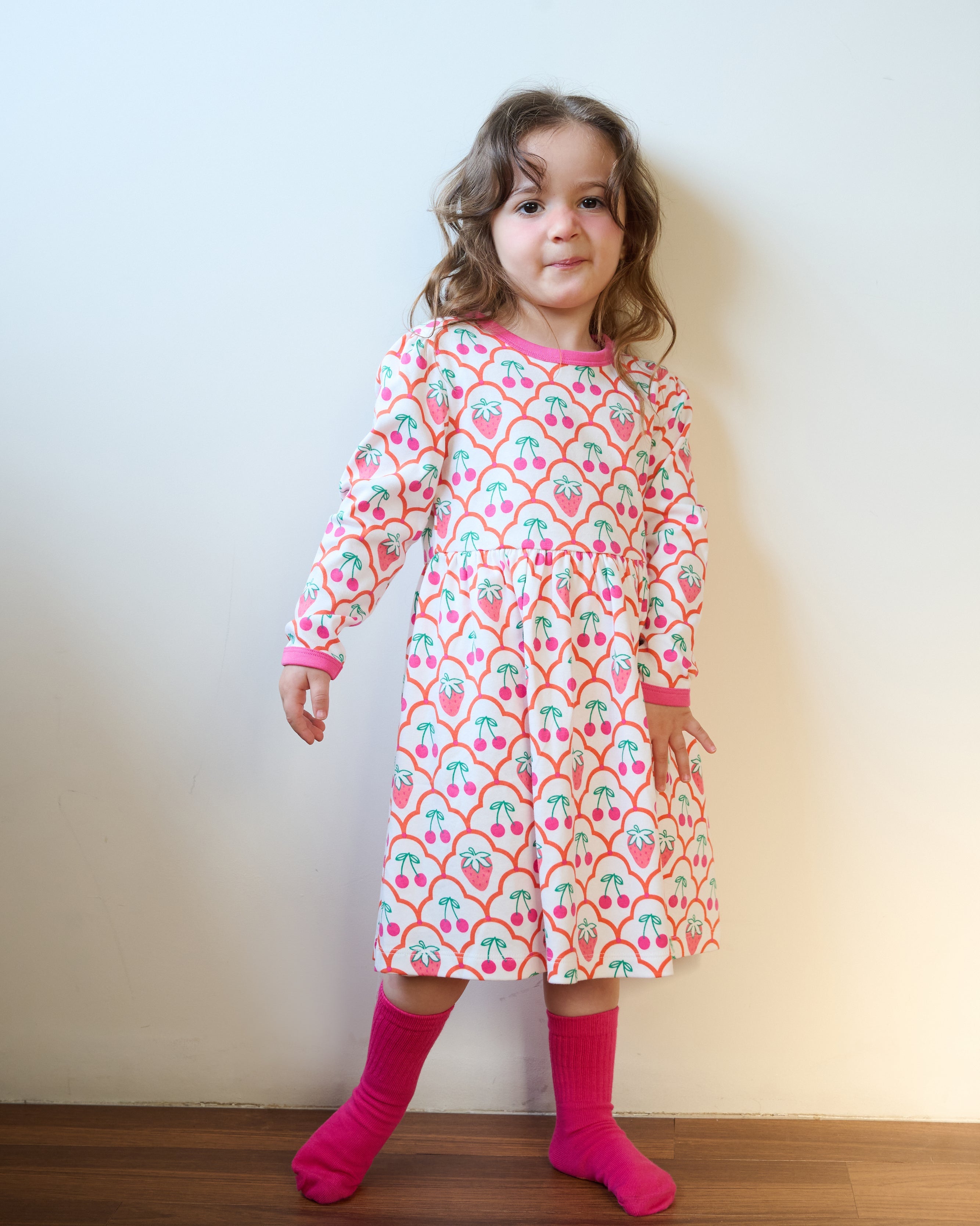 organic cotton - Ayla Dress - Cherry Berry - Dress - Ameelo - baby kids clothing