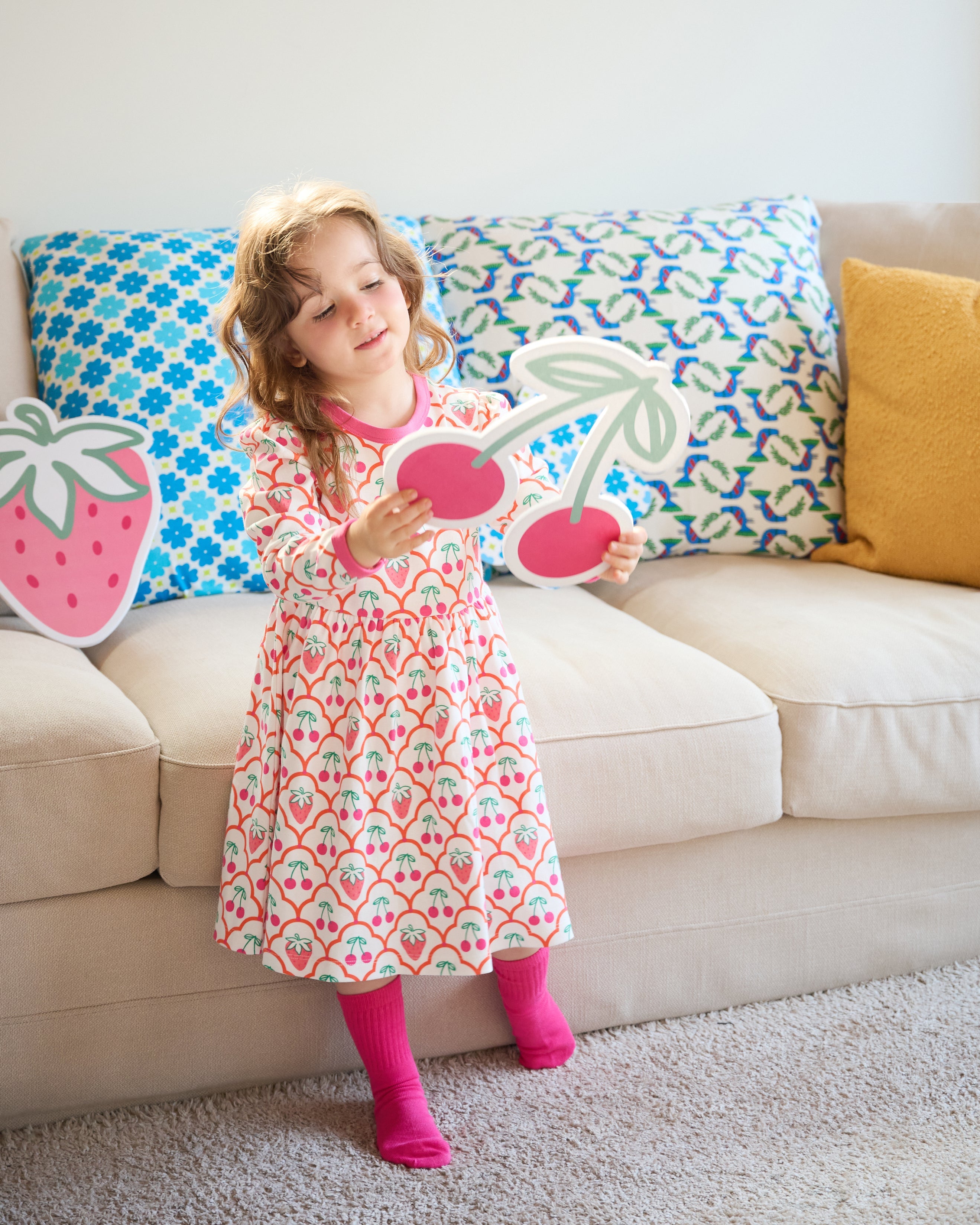 organic cotton - Ayla Dress - Cherry Berry - Dress - Ameelo - baby kids clothing