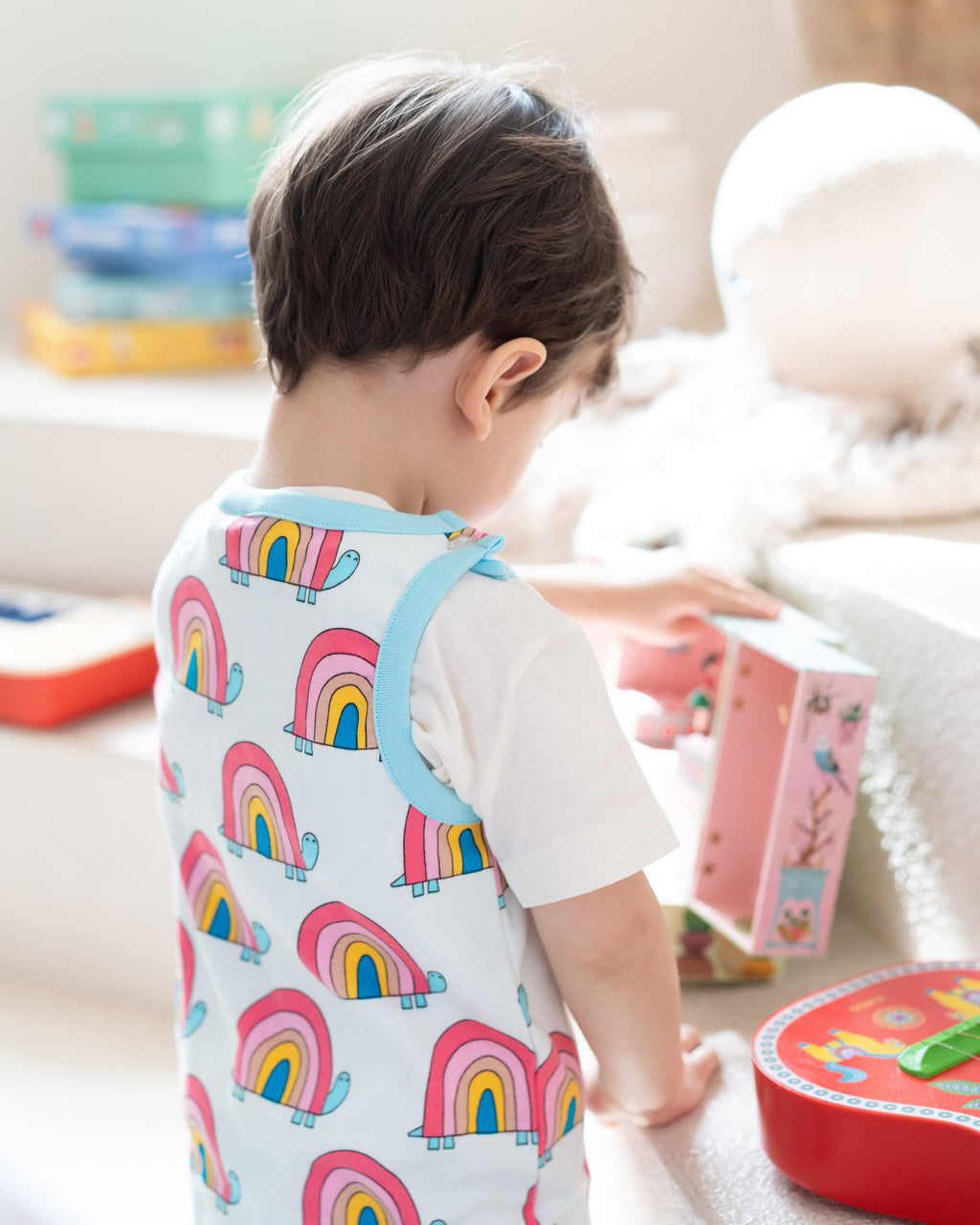 organic cotton - Billie Dungarees - Rainbow Turtle - Dungarees - Ameelo - baby kids clothing