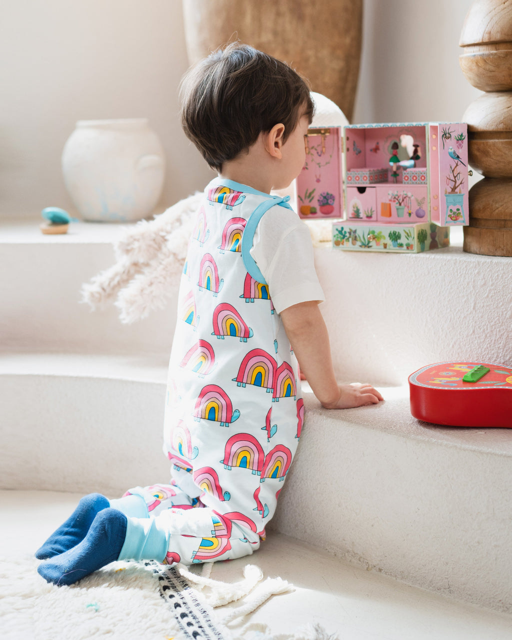 organic cotton - Billie Dungarees - Rainbow Turtle - Dungarees - Ameelo - baby kids clothing