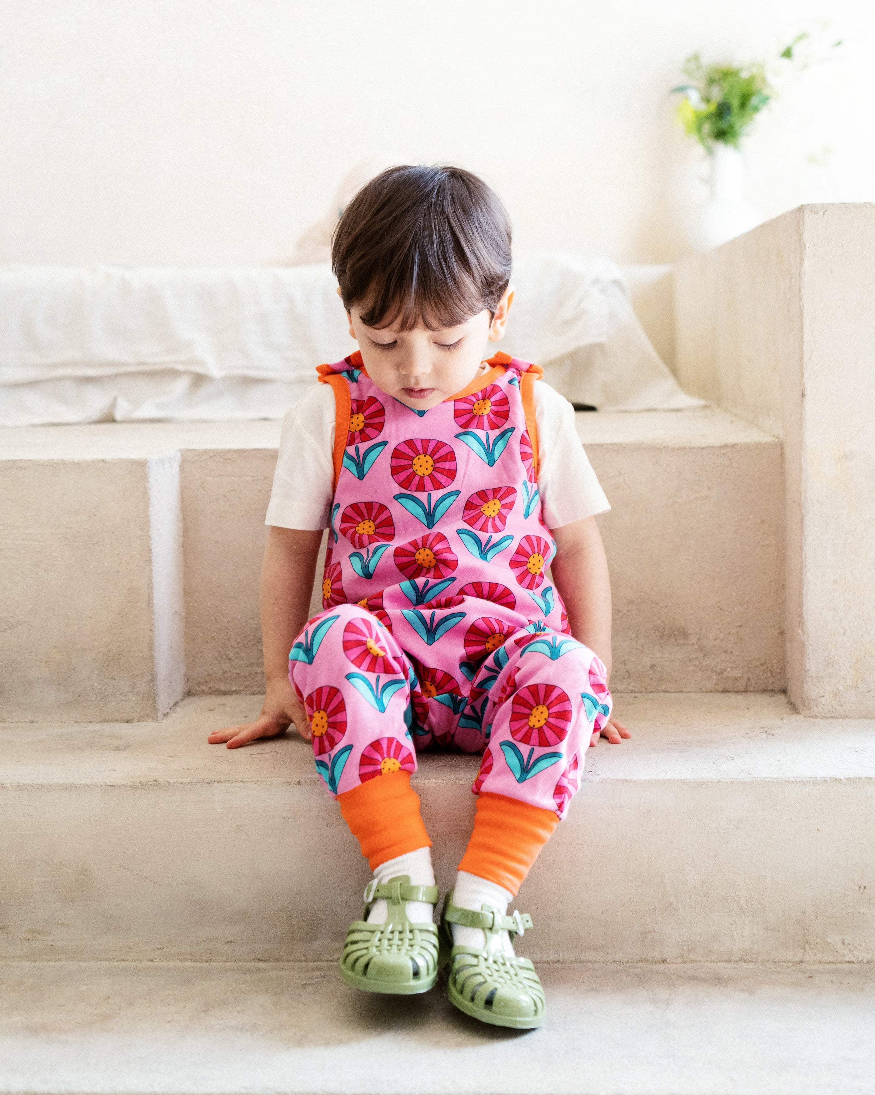 organic cotton - Billie Dungarees - Sunny Flower - Dungarees - Ameelo - baby kids clothing