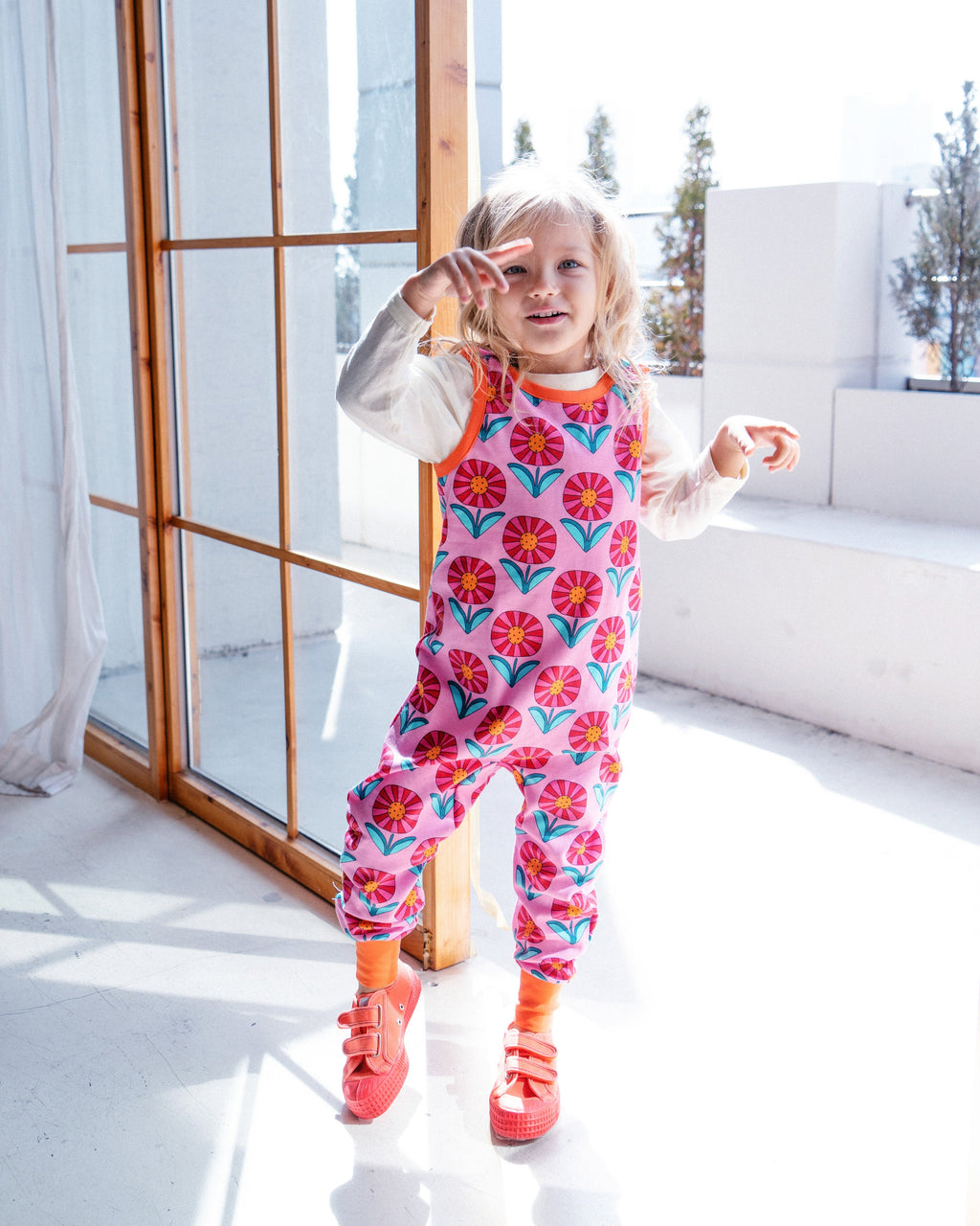 organic cotton - Billie Dungarees - Sunny Flower - Dungarees - Ameelo - baby kids clothing