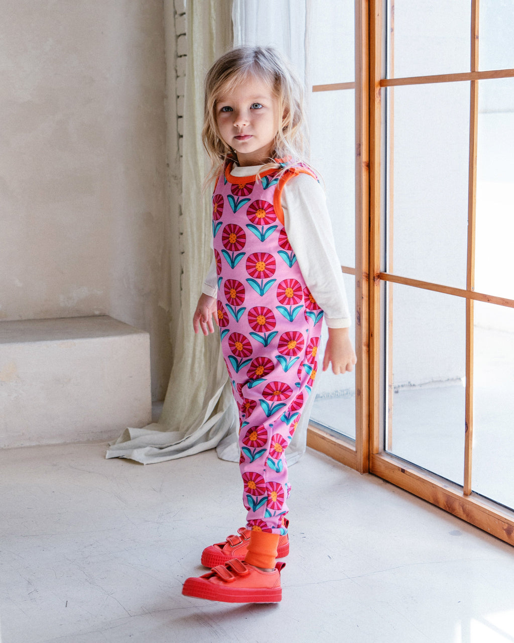 organic cotton - Billie Dungarees - Sunny Flower - Dungarees - Ameelo - baby kids clothing