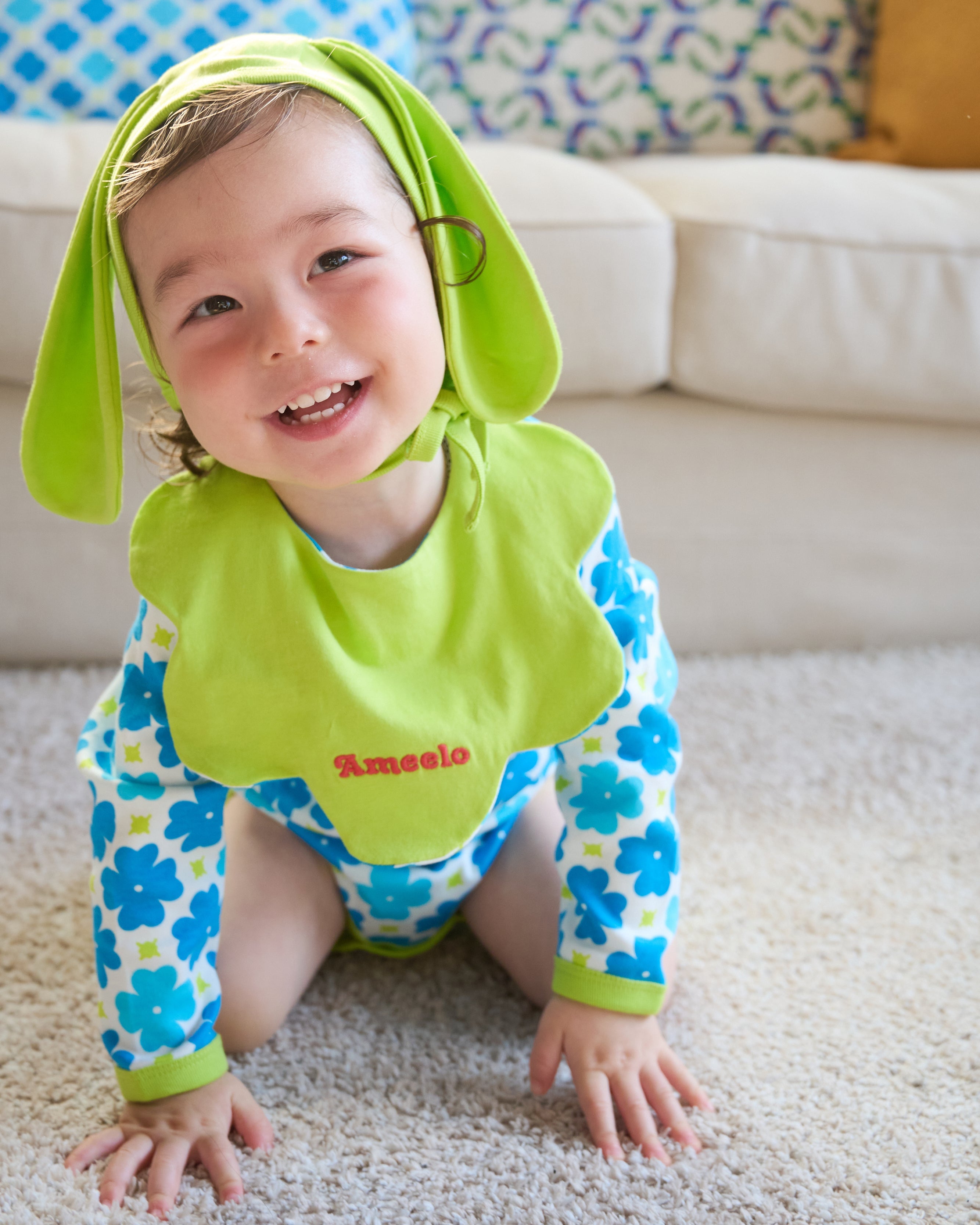 organic cotton - Bobby Bunny Bonnet - Yellow Green - Bonnet - Ameelo - baby kids clothing