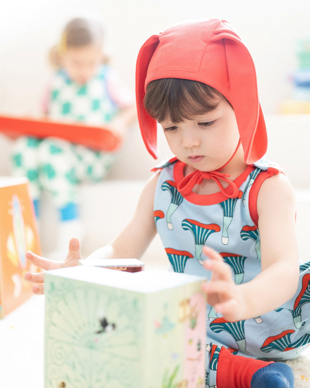 organic cotton - Bunny Bonnet - Red - Bonnet - Ameelo - baby kids clothing