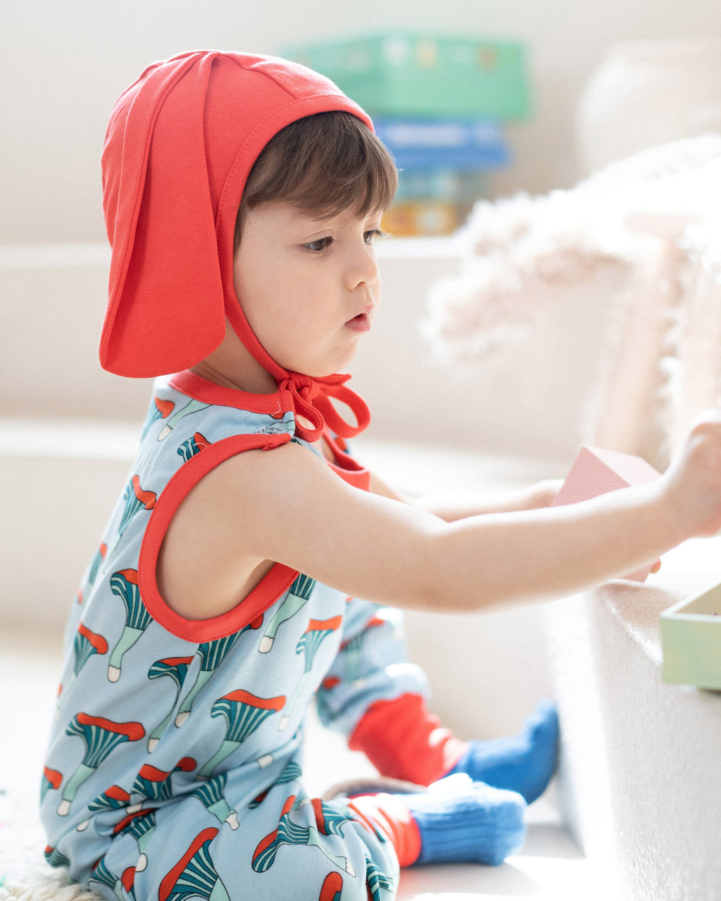 organic cotton - Bunny Bonnet - Red - Bonnet - Ameelo - baby kids clothing