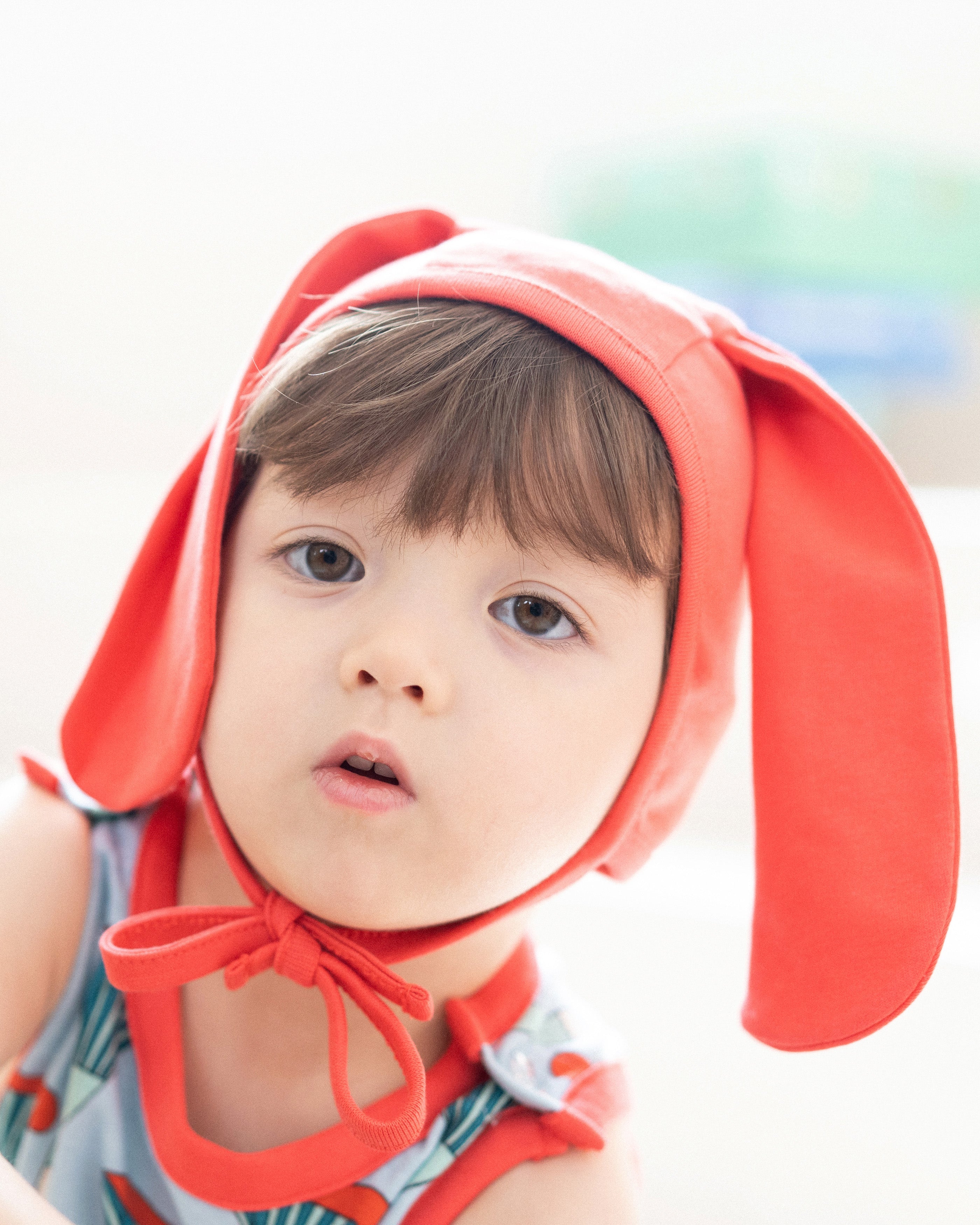 organic cotton - Bunny Bonnet - Red - Bonnet - Ameelo - baby kids clothing
