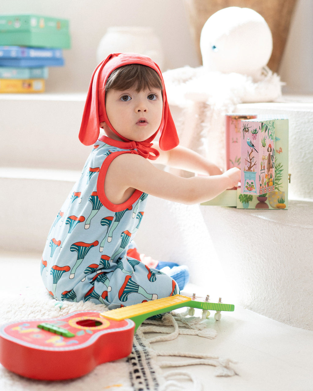 organic cotton - Bunny Bonnet - Red - Bonnet - Ameelo - baby kids clothing