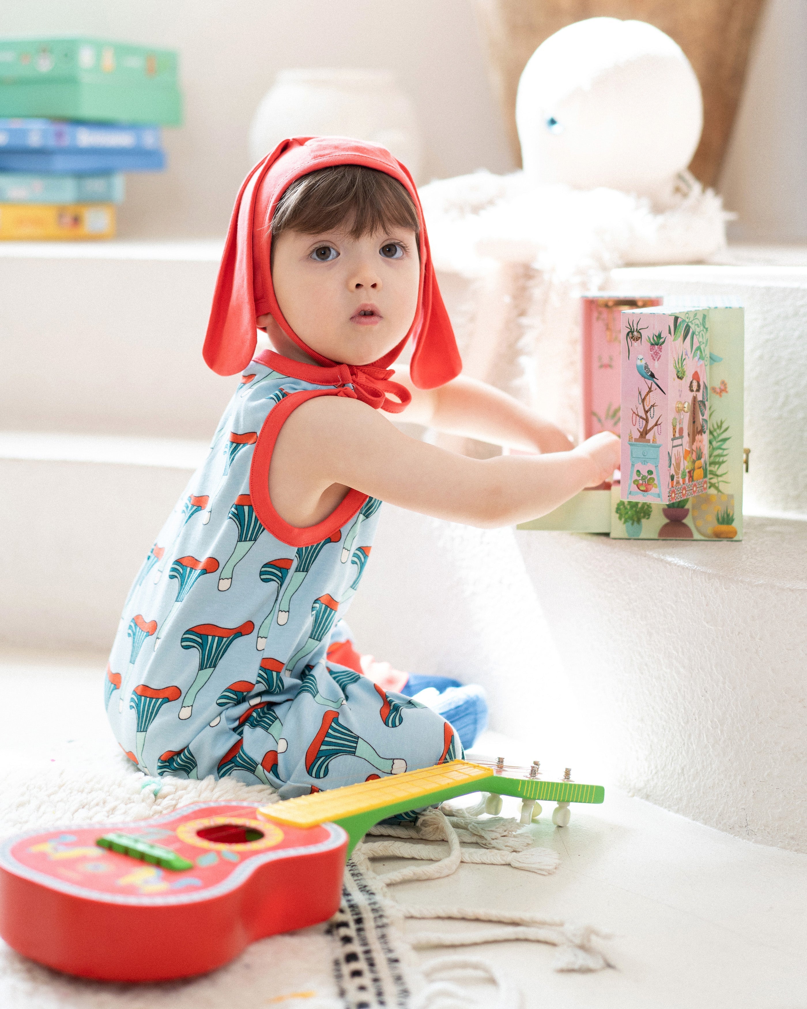 organic cotton - Bunny Bonnet - Red - Bonnet - Ameelo - baby kids clothing