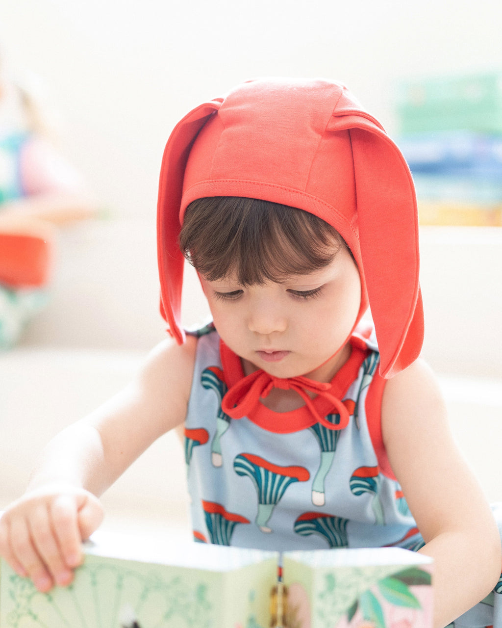 organic cotton - Bunny Bonnet - Red - Bonnet - Ameelo - baby kids clothing