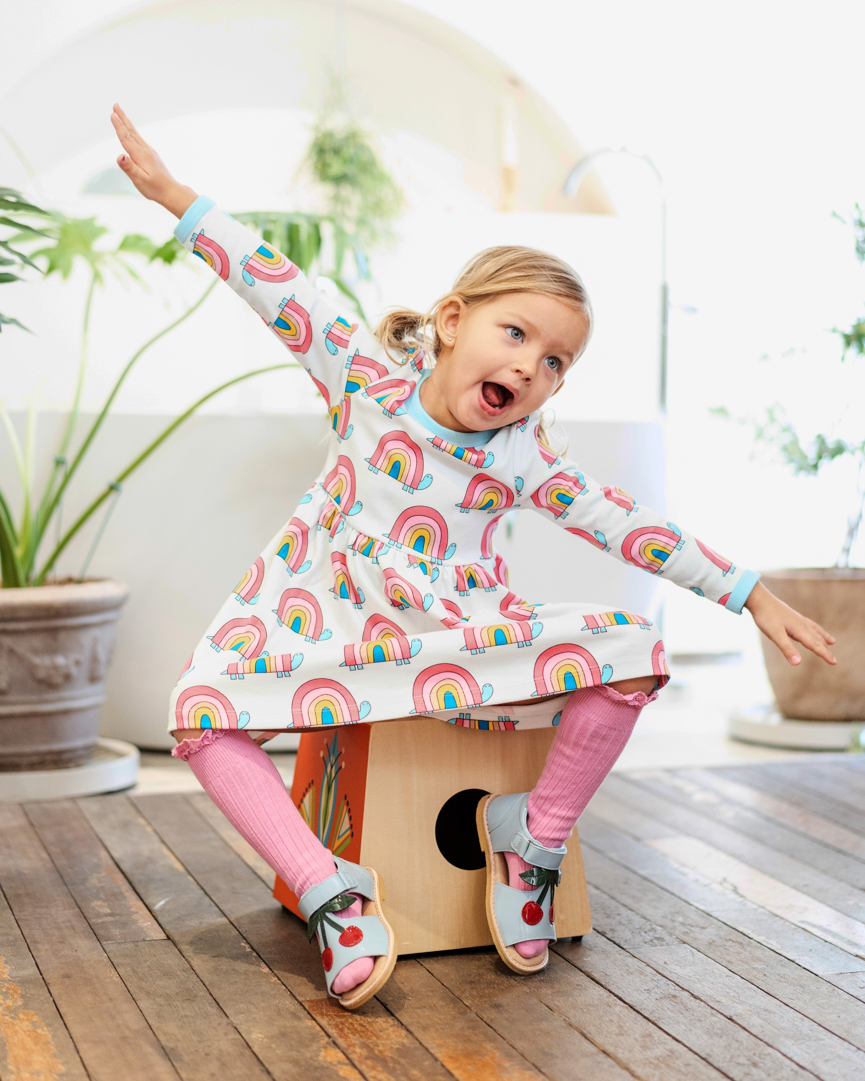 organic cotton - Emma Dress - Rainbow Turtle - Dress - Ameelo - baby kids clothing