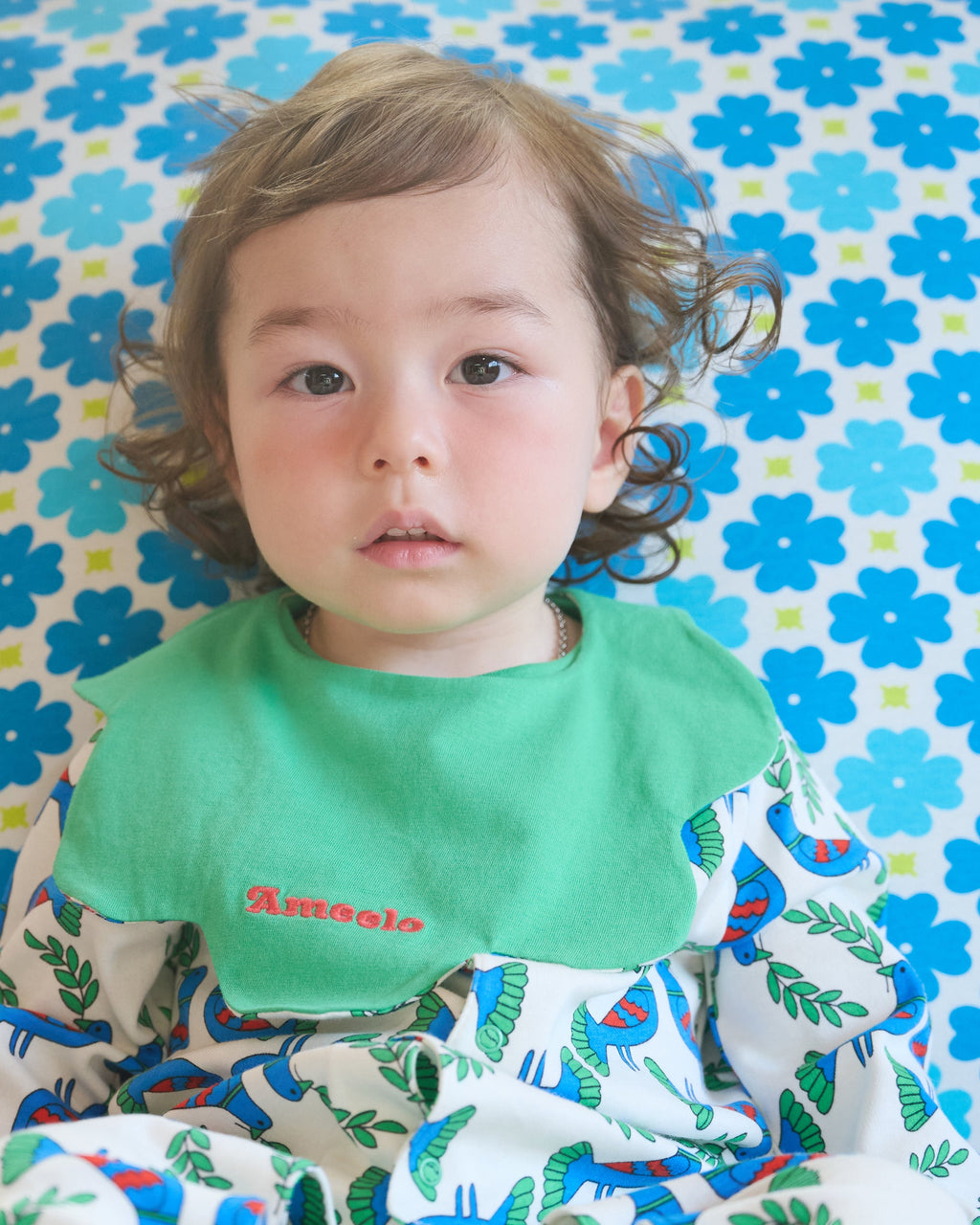 organic cotton - Jules Reversable Bib - Blue Bird & Green - Bib - Ameelo - baby kids clothing