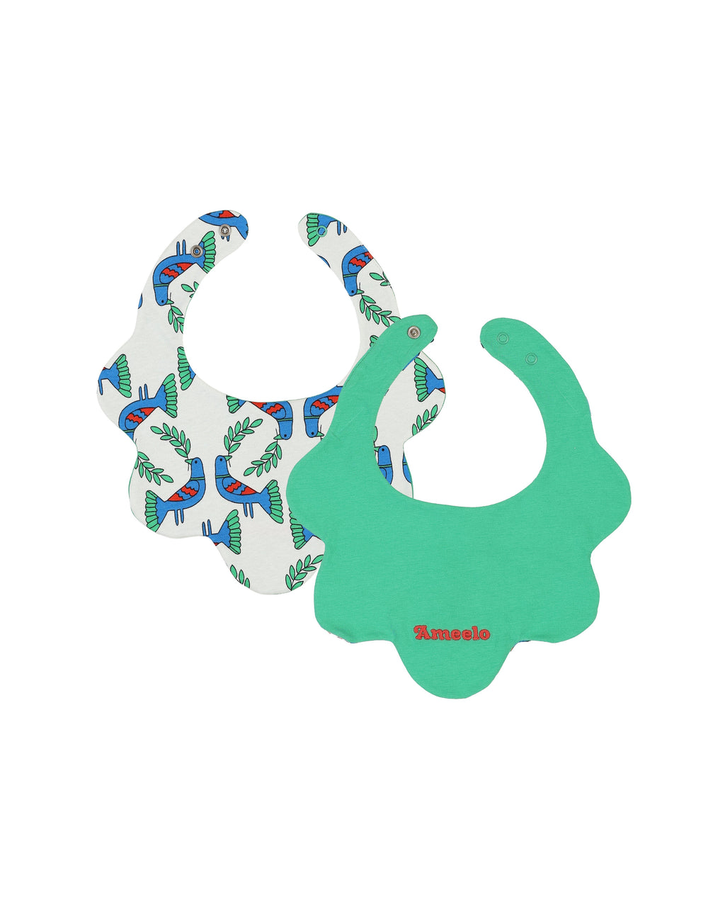 organic cotton - Jules Reversable Bib - Blue Bird & Green - Bib - Ameelo - baby kids clothing
