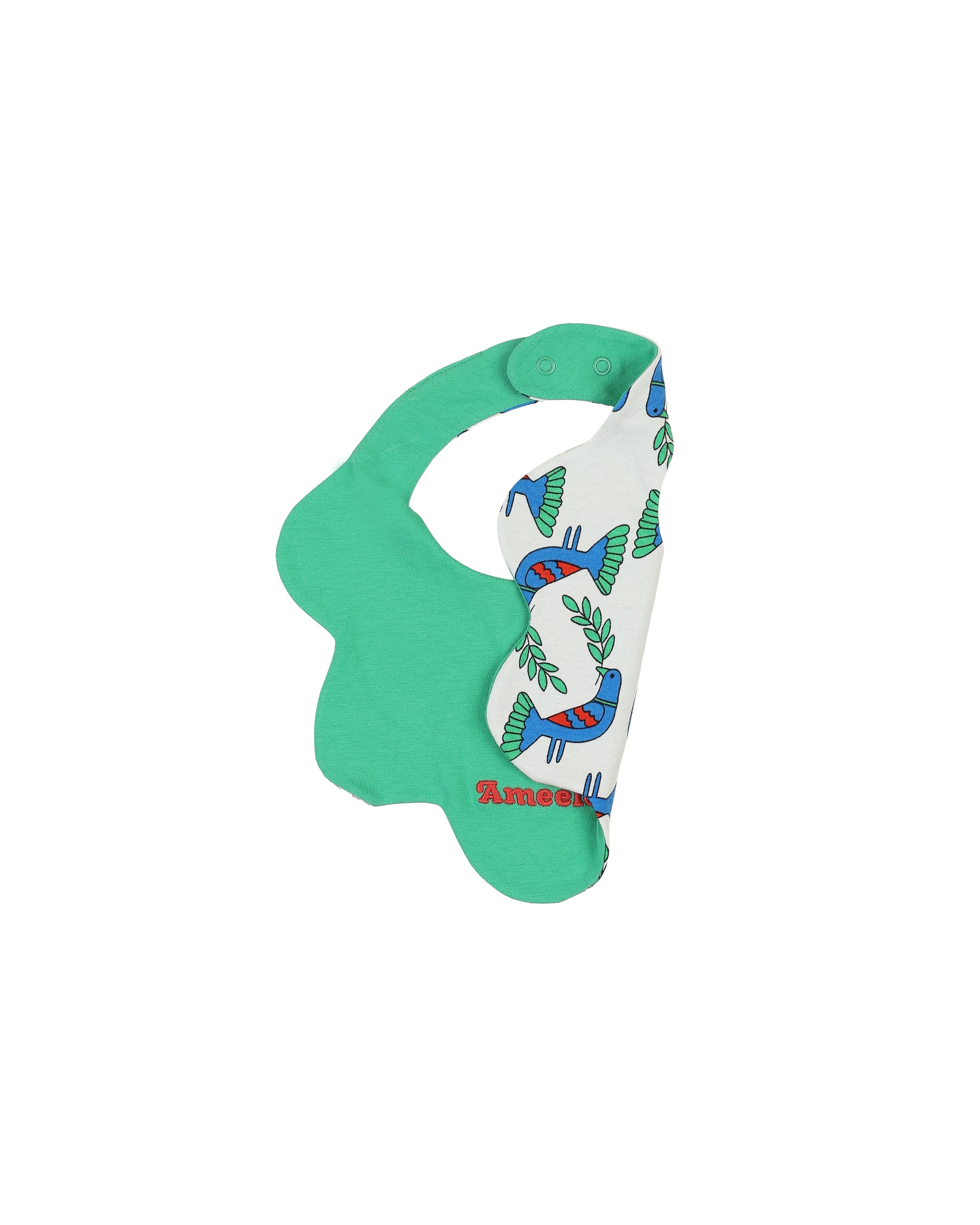 organic cotton - Jules Reversable Bib - Blue Bird & Green - Bib - Ameelo - baby kids clothing