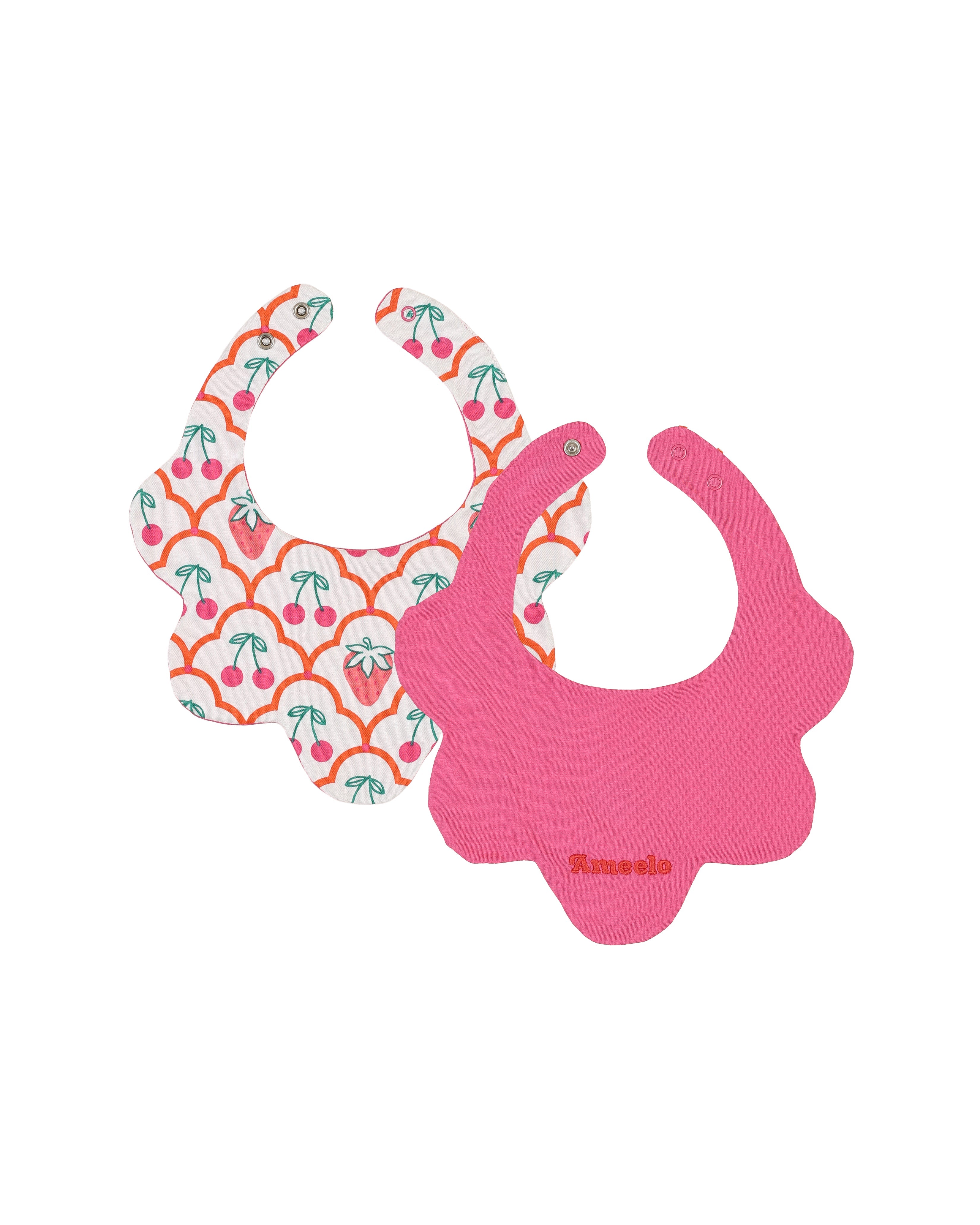 organic cotton - Jules Reversable Bib - Cherry Berry & Pink - Bib - Ameelo - baby kids clothing