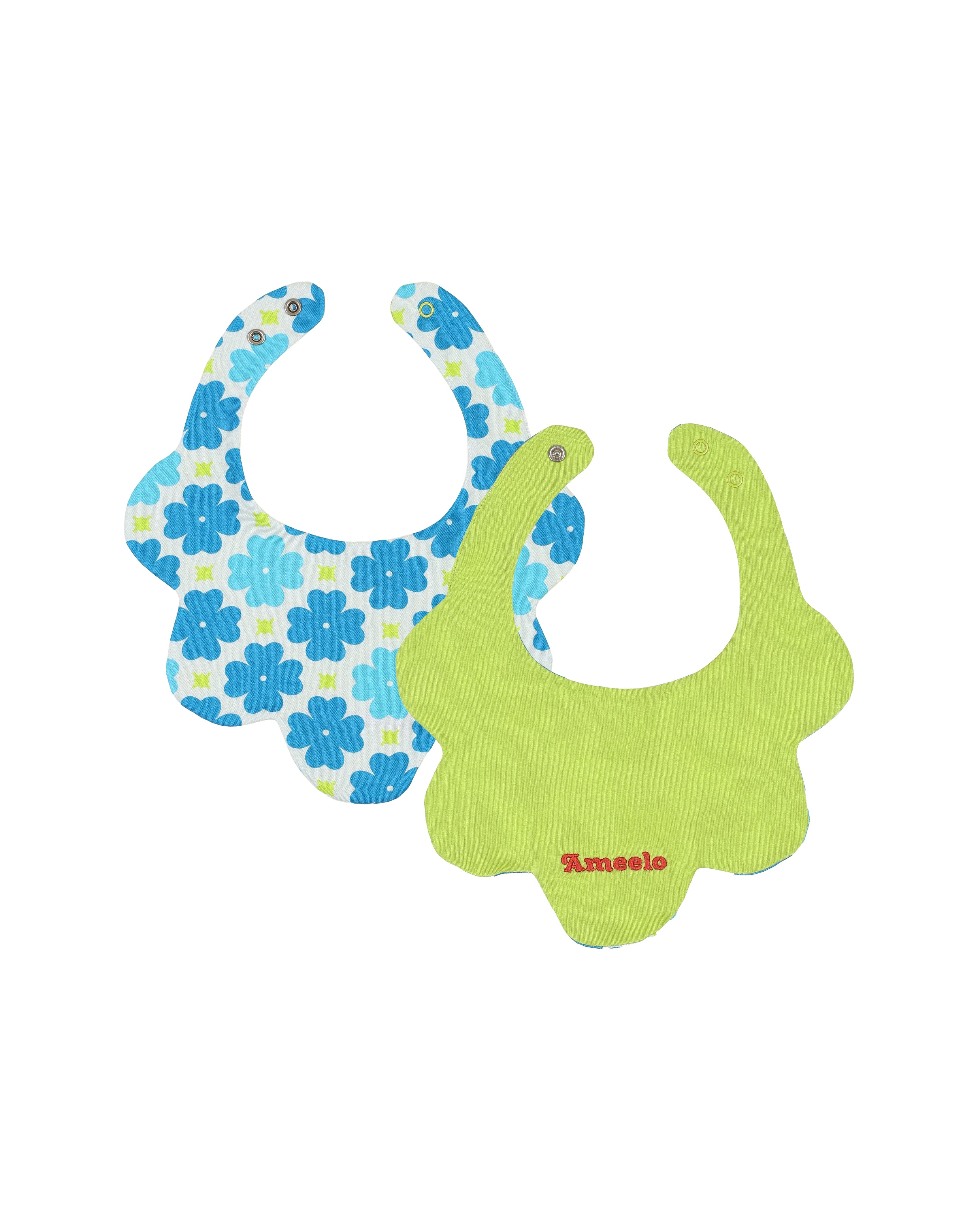 organic cotton - Jules Reversable Bib - Sky Clover & Yellow Green - Bib - Ameelo - baby kids clothing