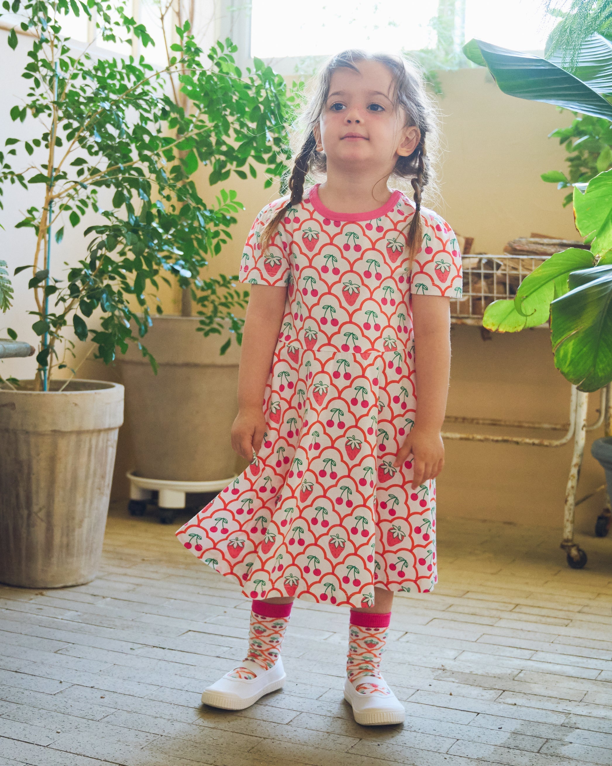 organic cotton - Ava Short Sleeve Dress - Cherry Berry - Dress - Ameelo - baby kids clothing