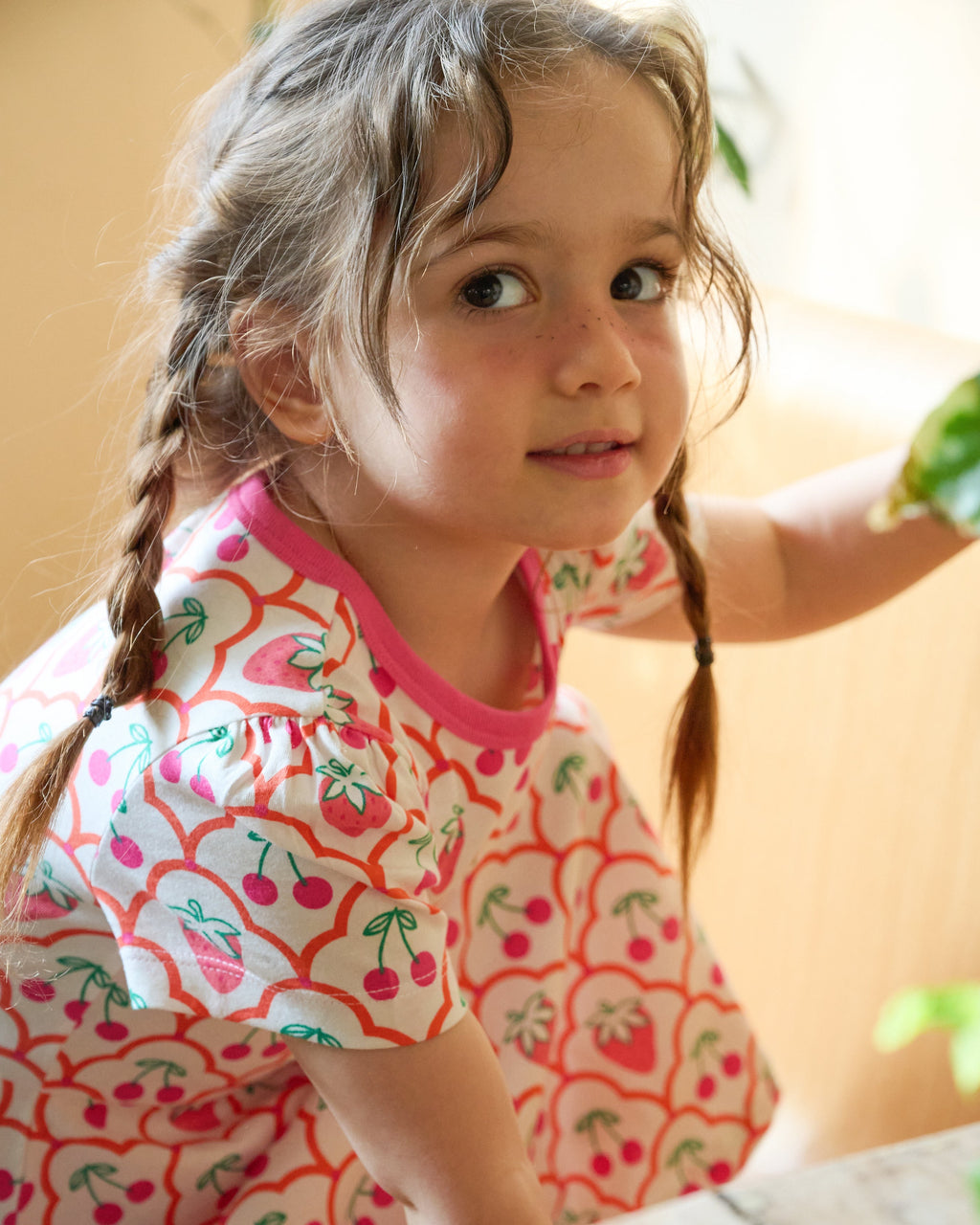 organic cotton - Ava Short Sleeve Dress - Cherry Berry - Dress - Ameelo - baby kids clothing