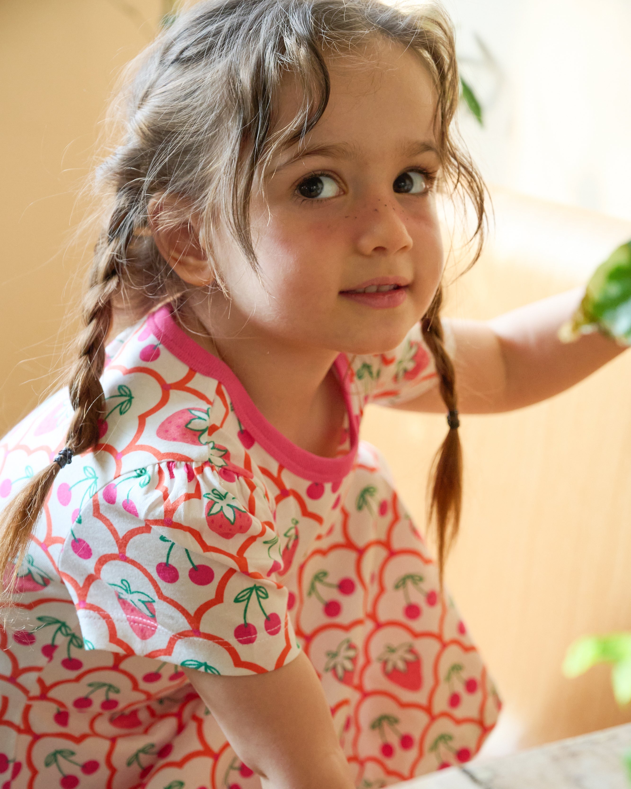 organic cotton - Ava Short Sleeve Dress - Cherry Berry - Dress - Ameelo - baby kids clothing