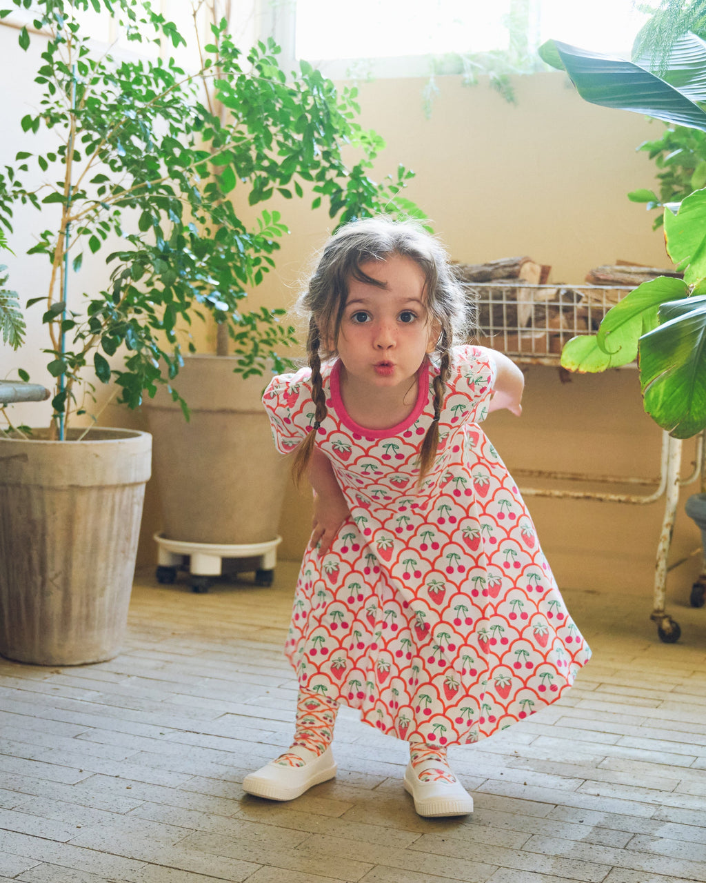 organic cotton - Ava Short Sleeve Dress - Cherry Berry - Dress - Ameelo - baby kids clothing