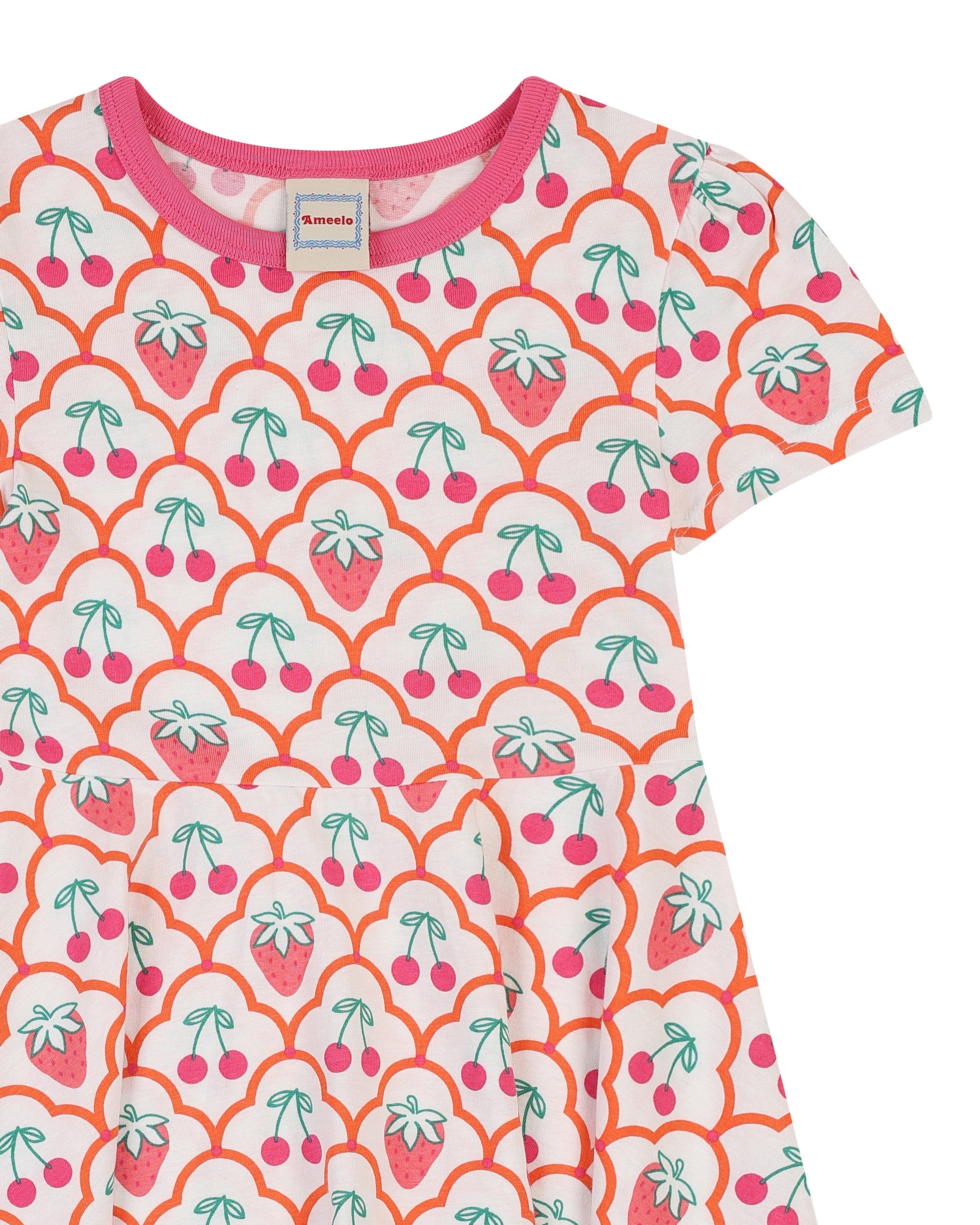organic cotton - Ava Short Sleeve Dress - Cherry Berry - Dress - Ameelo - baby kids clothing