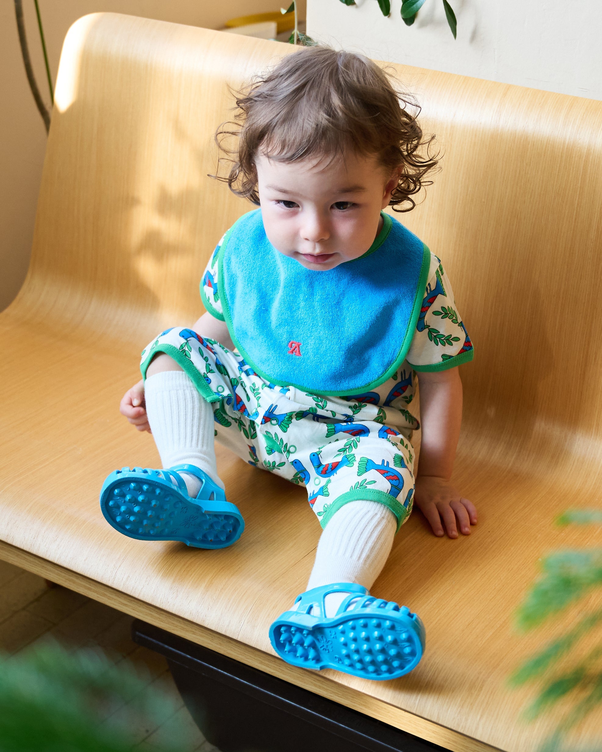 organic cotton - Joey Reversable Bib - Blue & Green - Bib - Ameelo - baby kids clothing