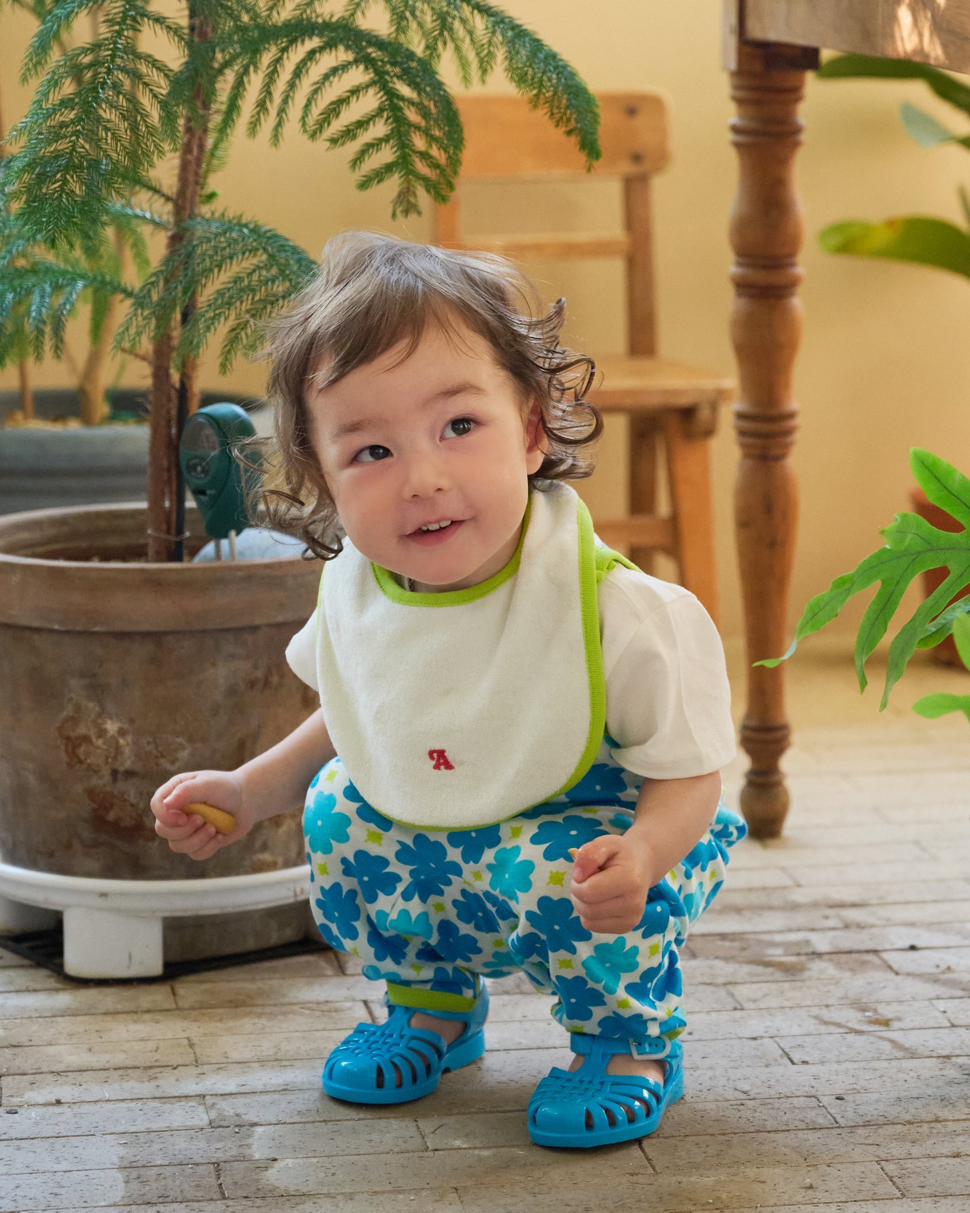 organic cotton - Joey Reversable Bib - Off White & Yellow Green - Bib - Ameelo - baby kids clothing