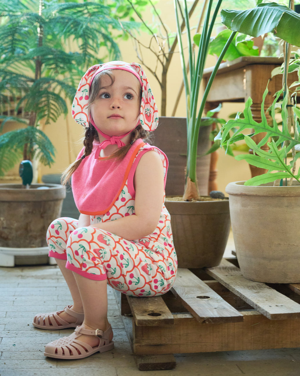organic cotton - Joey Reversable Bib - Pink & Orange - Bib - Ameelo - baby kids clothing