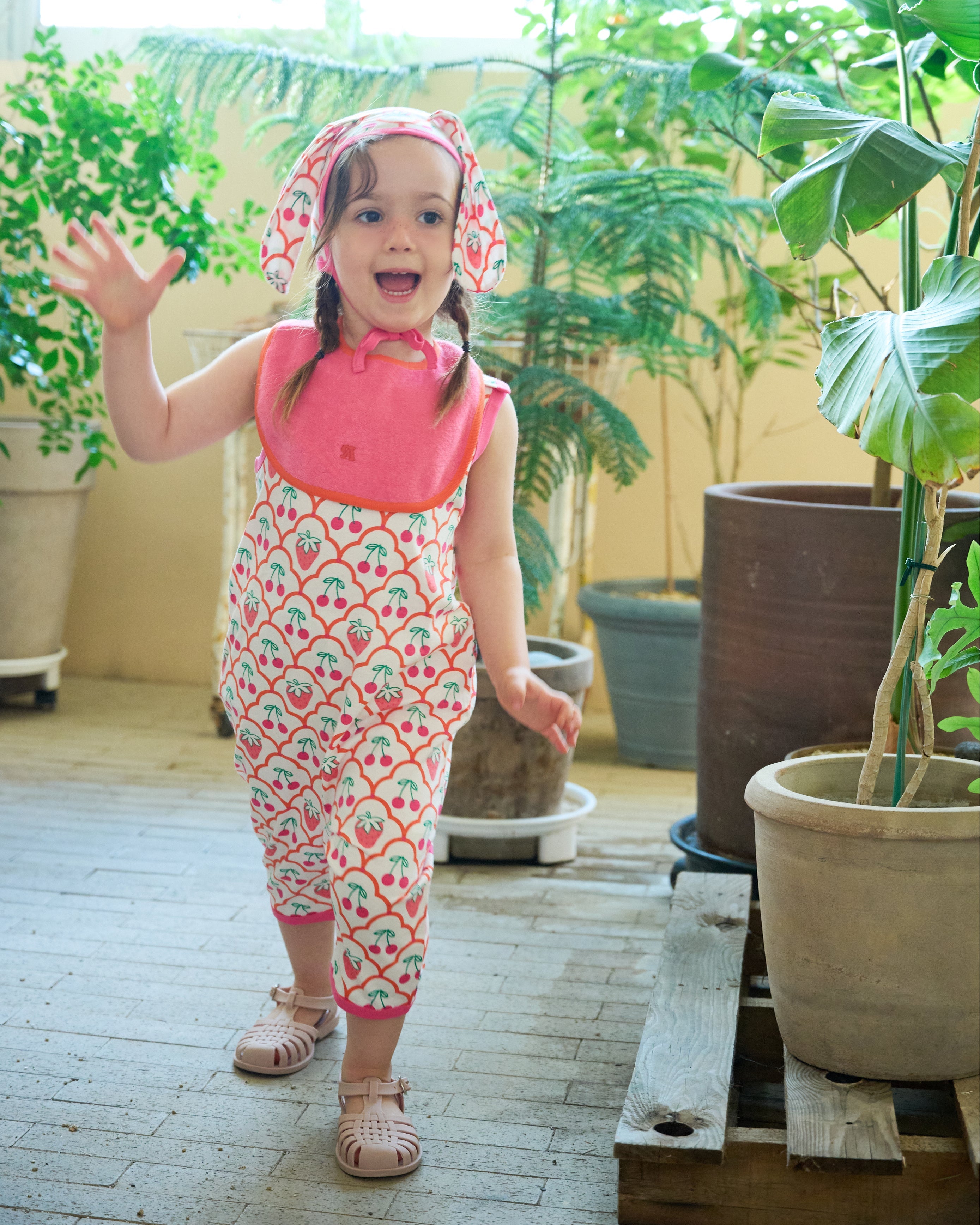 organic cotton - Joey Reversable Bib - Pink & Orange - Bib - Ameelo - baby kids clothing