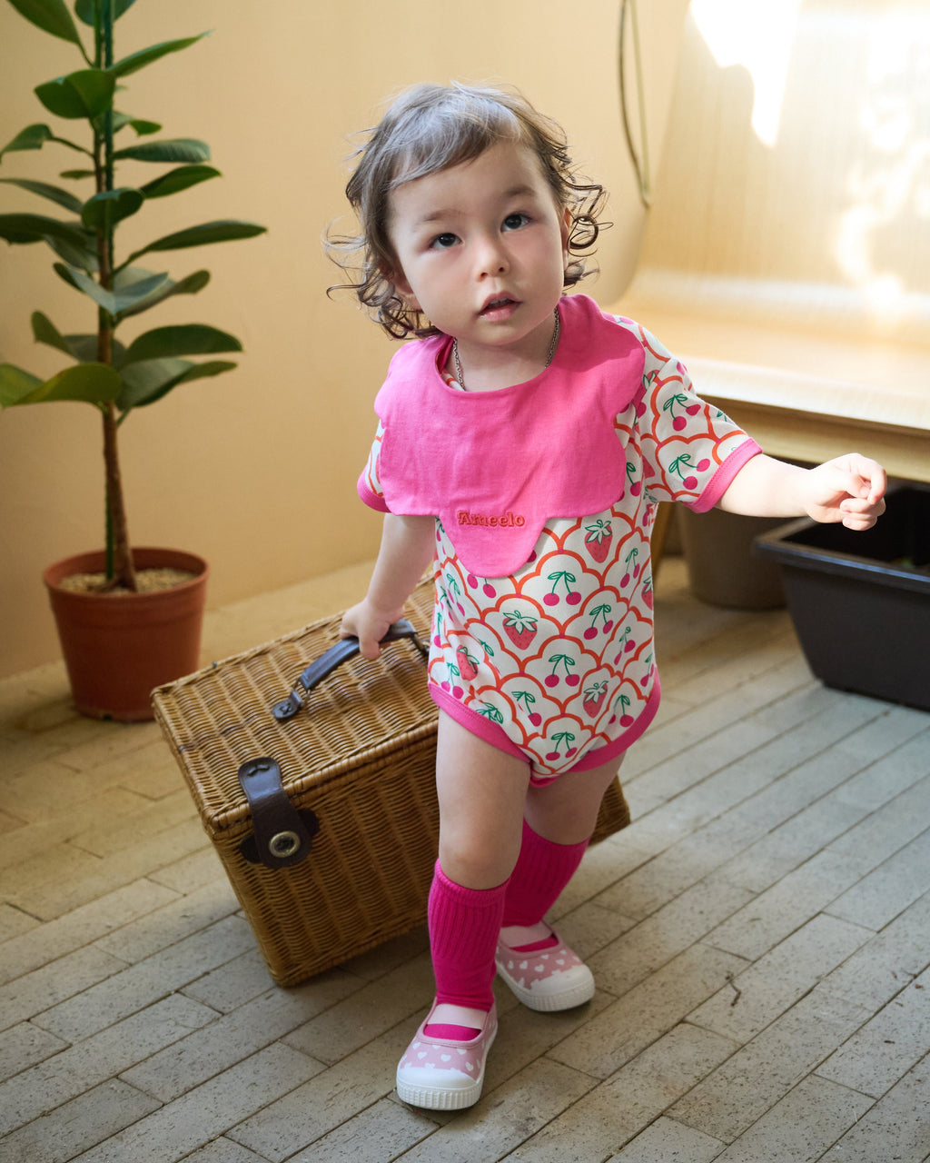 organic cotton - Jules Reversable Bib - Cherry Berry & Pink - Bib - Ameelo - baby kids clothing