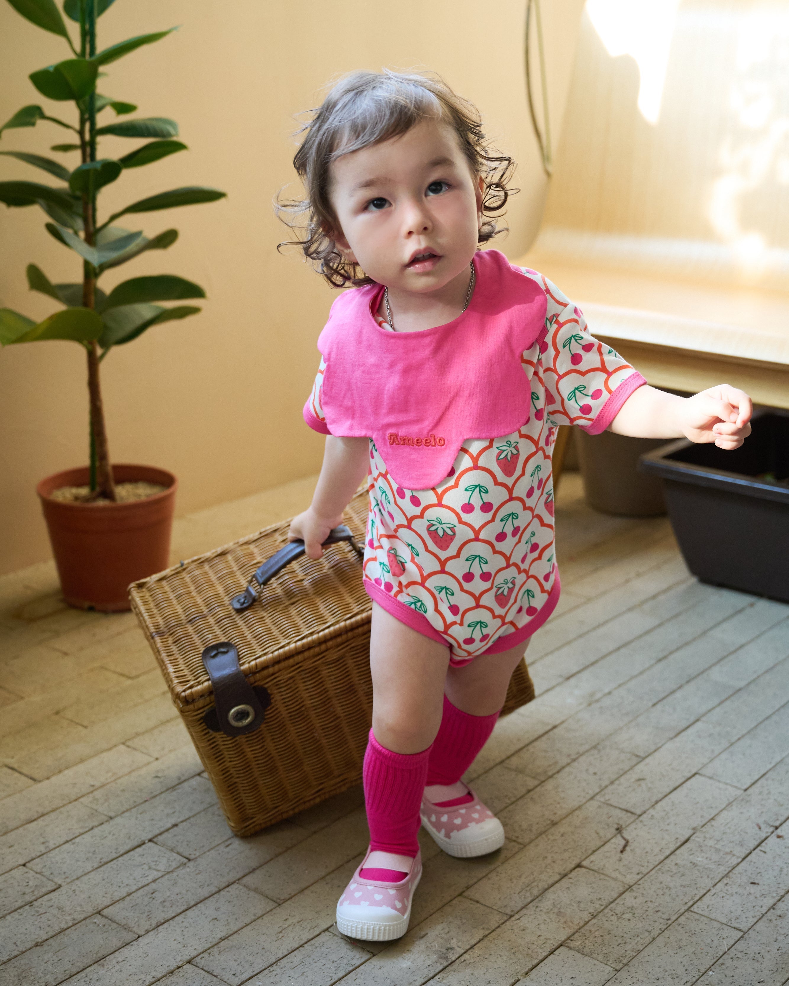 organic cotton - Jules Reversable Bib - Cherry Berry & Pink - Bib - Ameelo - baby kids clothing