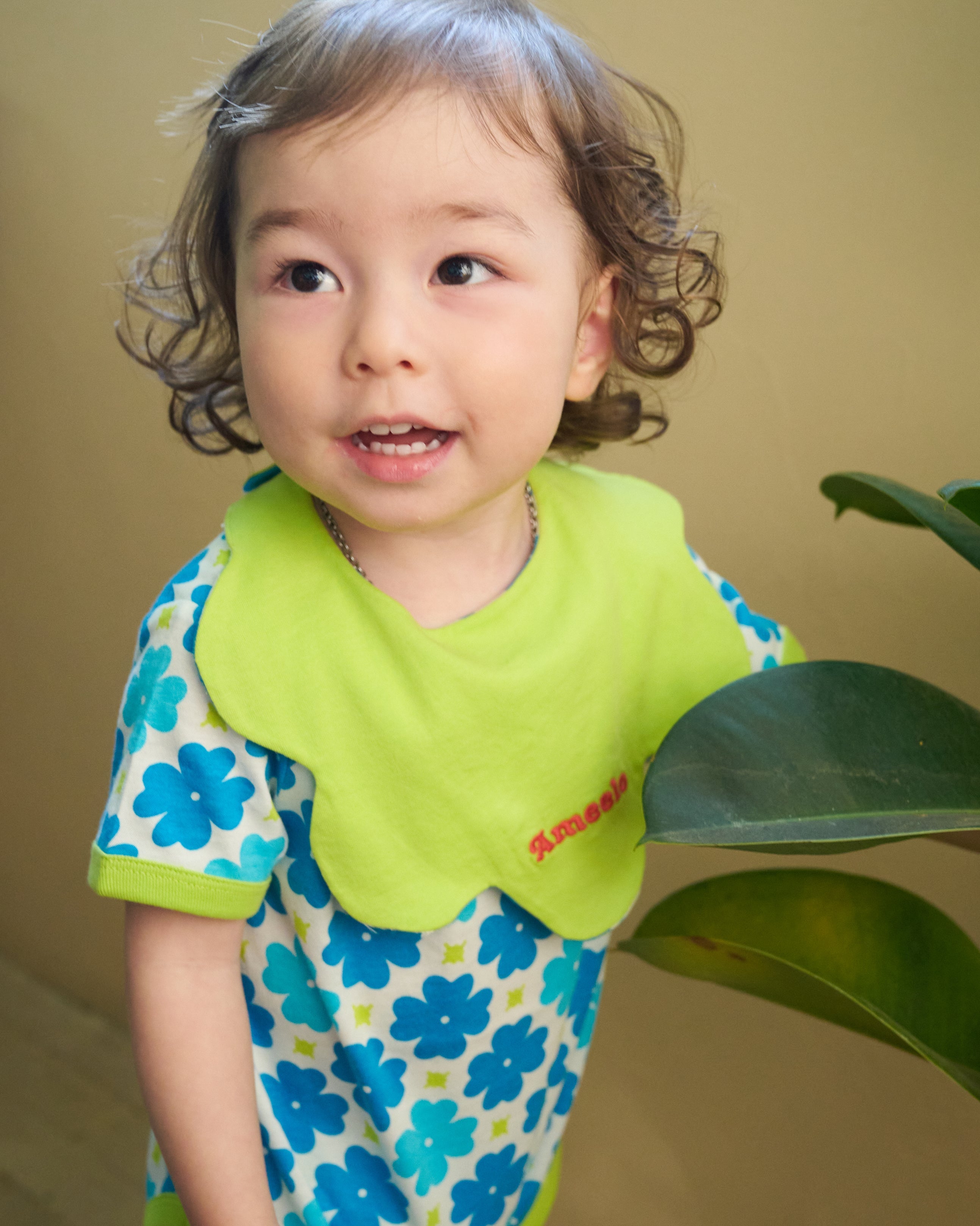 organic cotton - Jules Reversable Bib - Sky Clover & Yellow Green - Bib - Ameelo - baby kids clothing