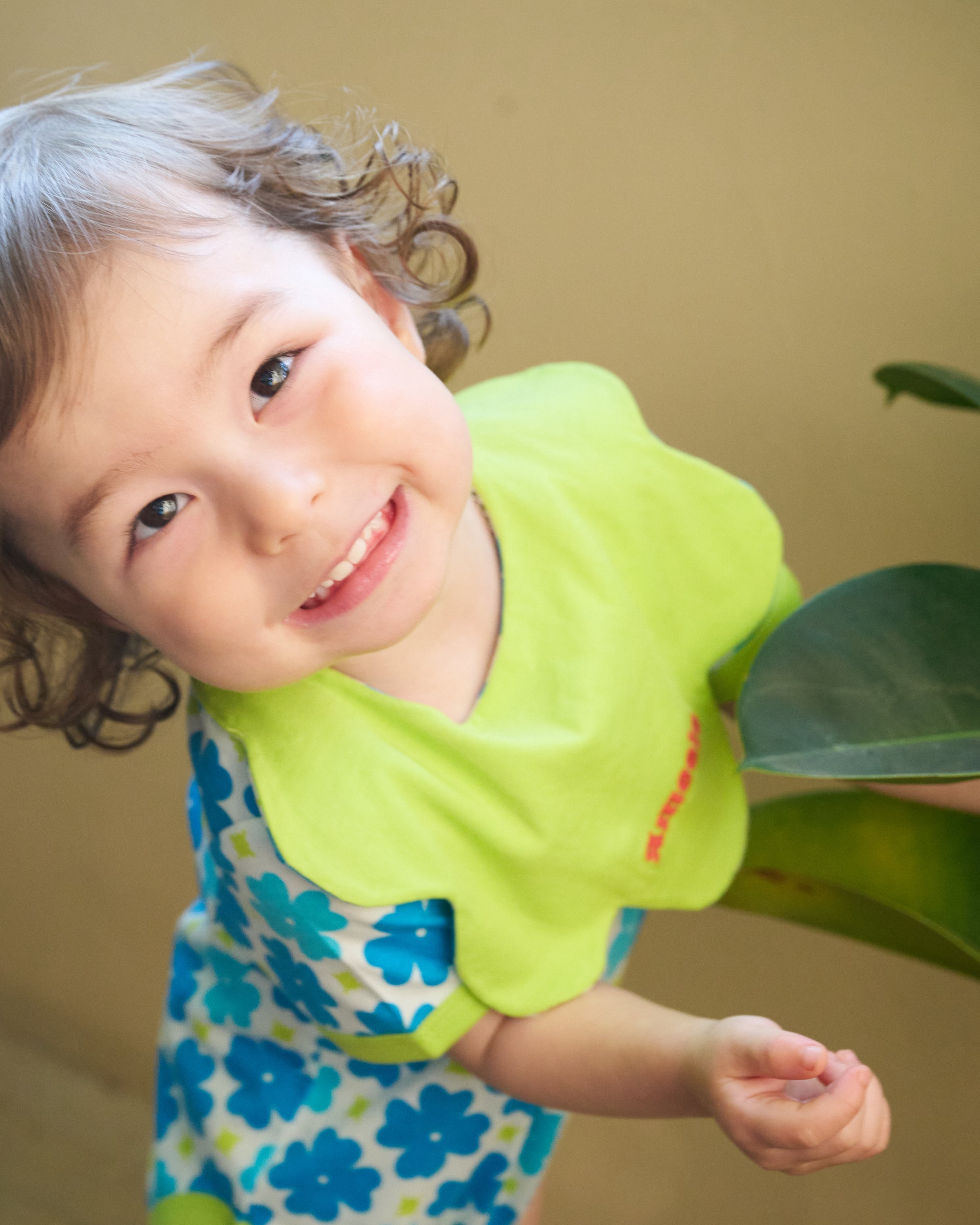 organic cotton - Jules Reversable Bib - Sky Clover & Yellow Green - Bib - Ameelo - baby kids clothing