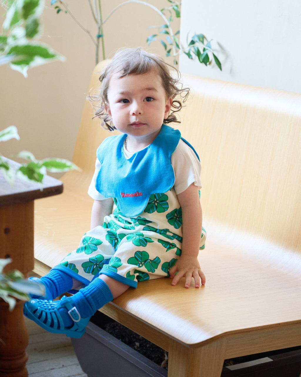organic cotton - Jules Reversable Bib - Spring Clover & Blue - Bib - Ameelo - baby kids clothing