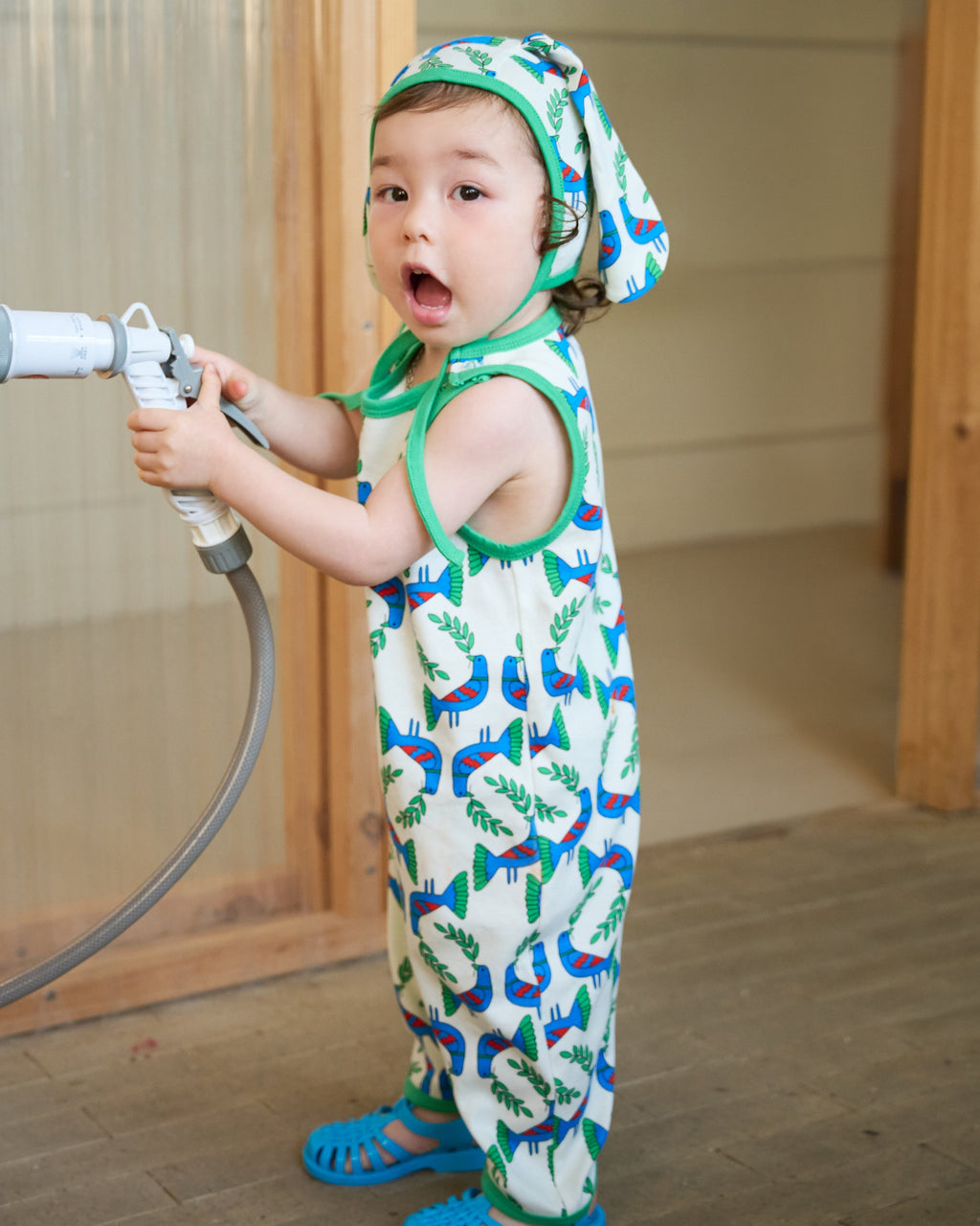 organic cotton - Kai Short Dungarees - Blue Bird - Dungarees - Ameelo - baby kids clothing