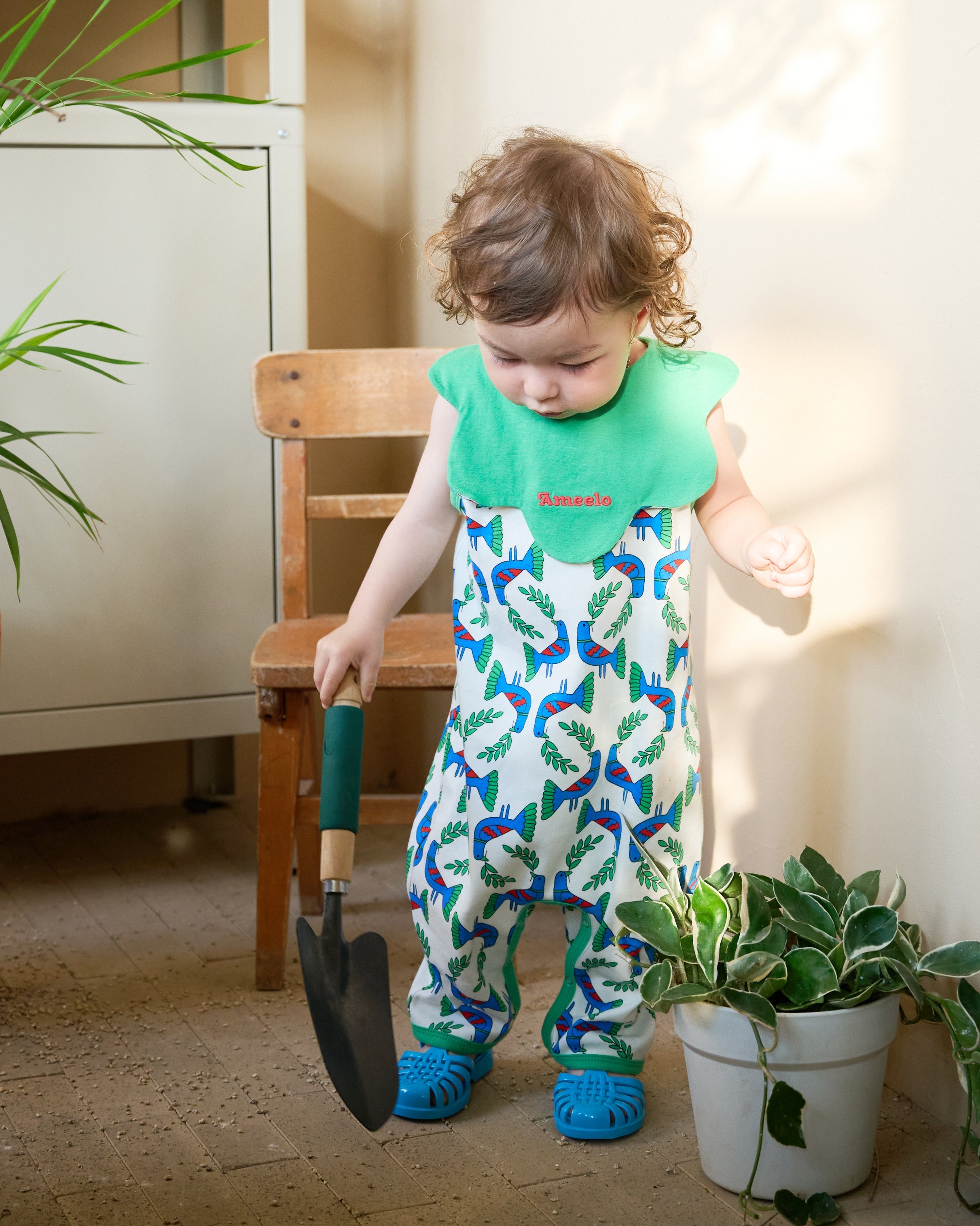 organic cotton - Kai Short Dungarees - Blue Bird - Dungarees - Ameelo - baby kids clothing
