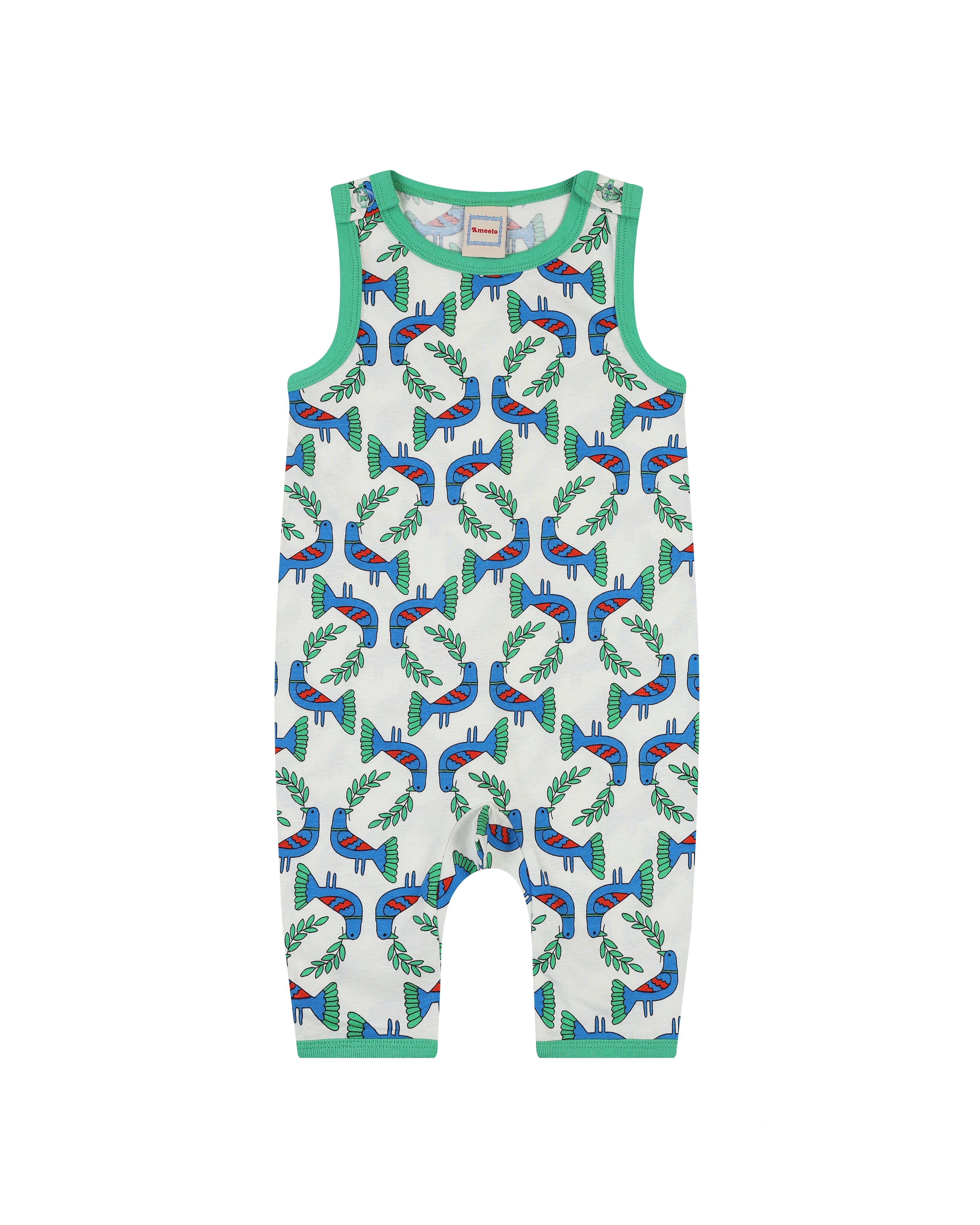 organic cotton - Kai Short Dungarees - Blue Bird - Dungarees - Ameelo - baby kids clothing