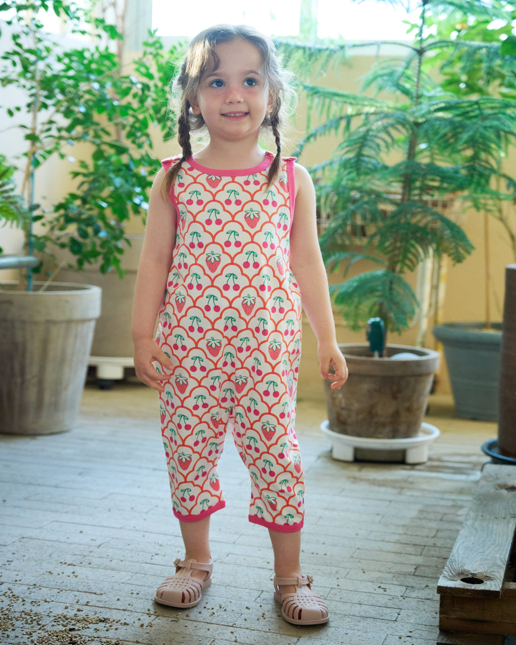 organic cotton - Kai Short Dungarees - Cherry Berry - Dungarees - Ameelo - baby kids clothing
