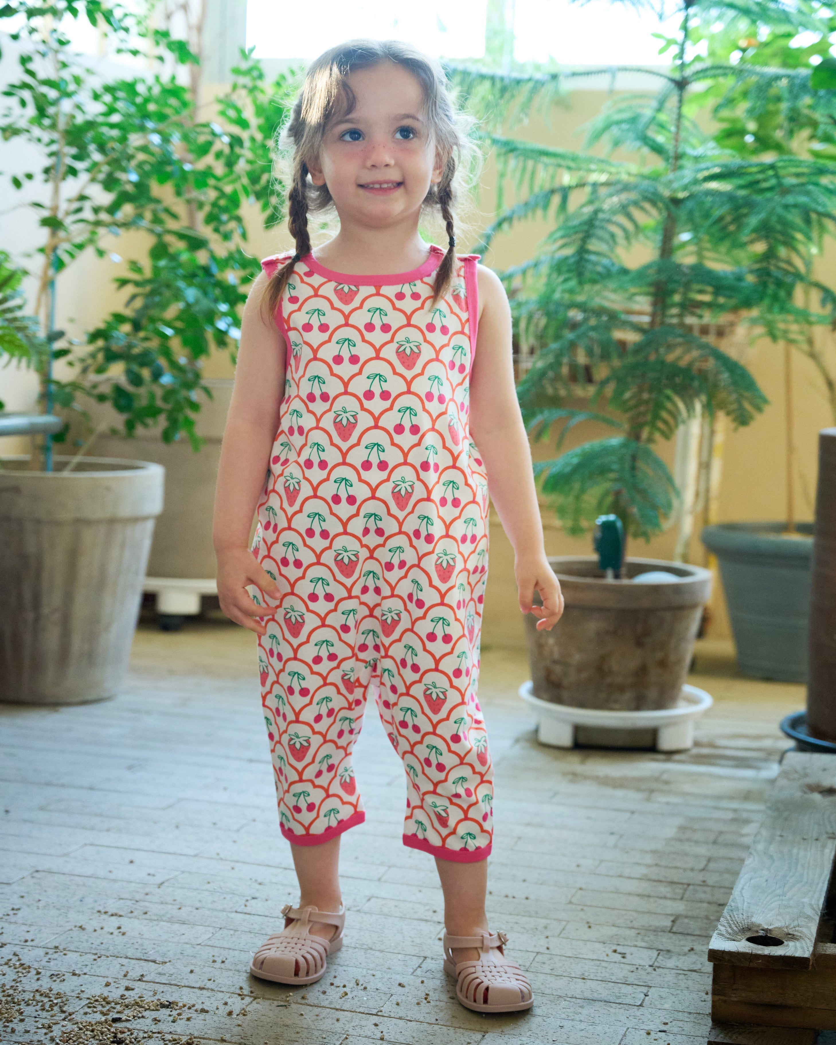 organic cotton - Kai Short Dungarees - Cherry Berry - Dungarees - Ameelo - baby kids clothing