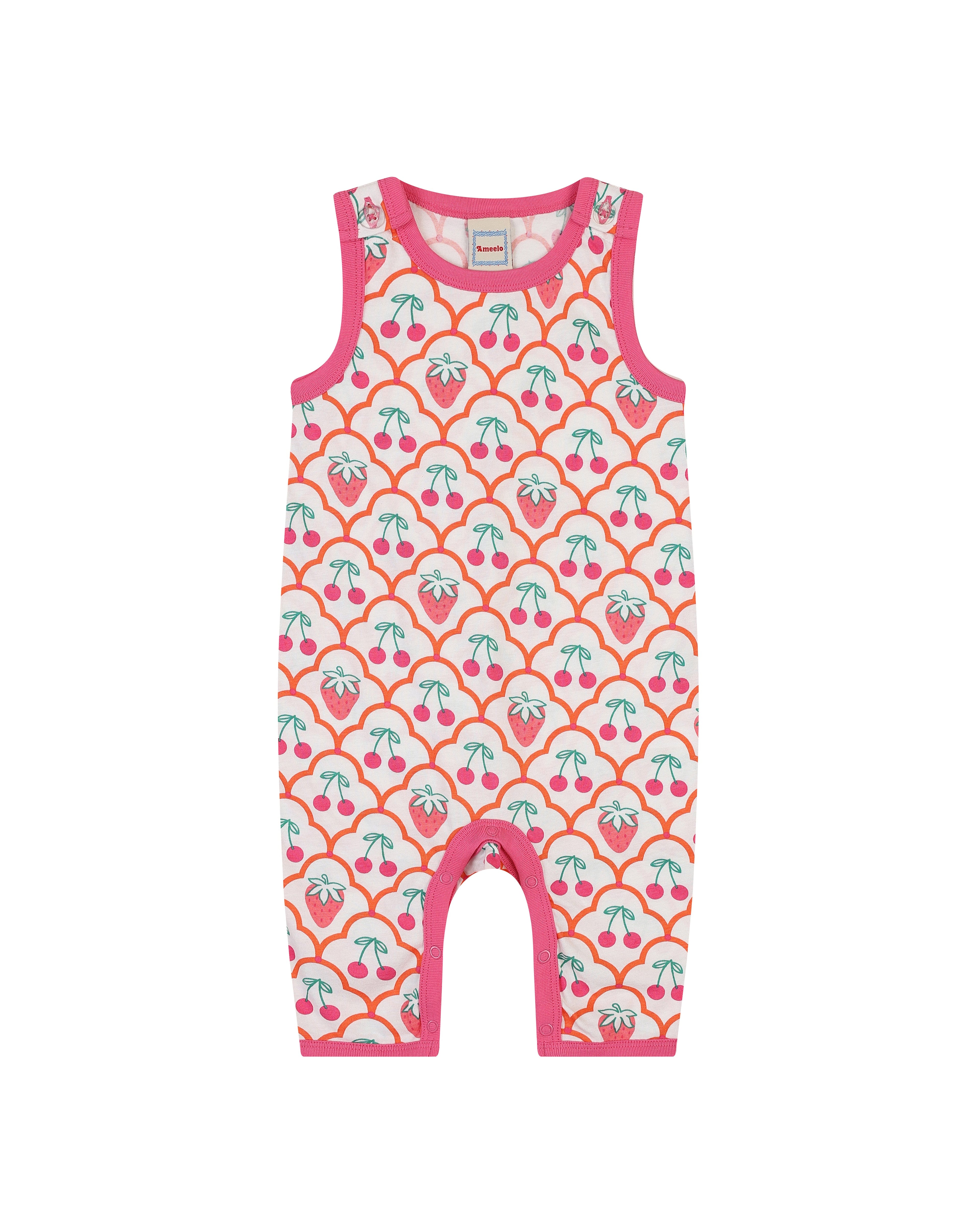 organic cotton - Kai Short Dungarees - Cherry Berry - Dungarees - Ameelo - baby kids clothing