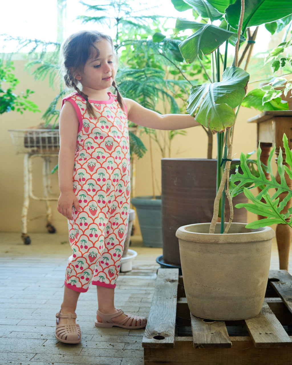 organic cotton - Kai Short Dungarees - Cherry Berry - Dungarees - Ameelo - baby kids clothing