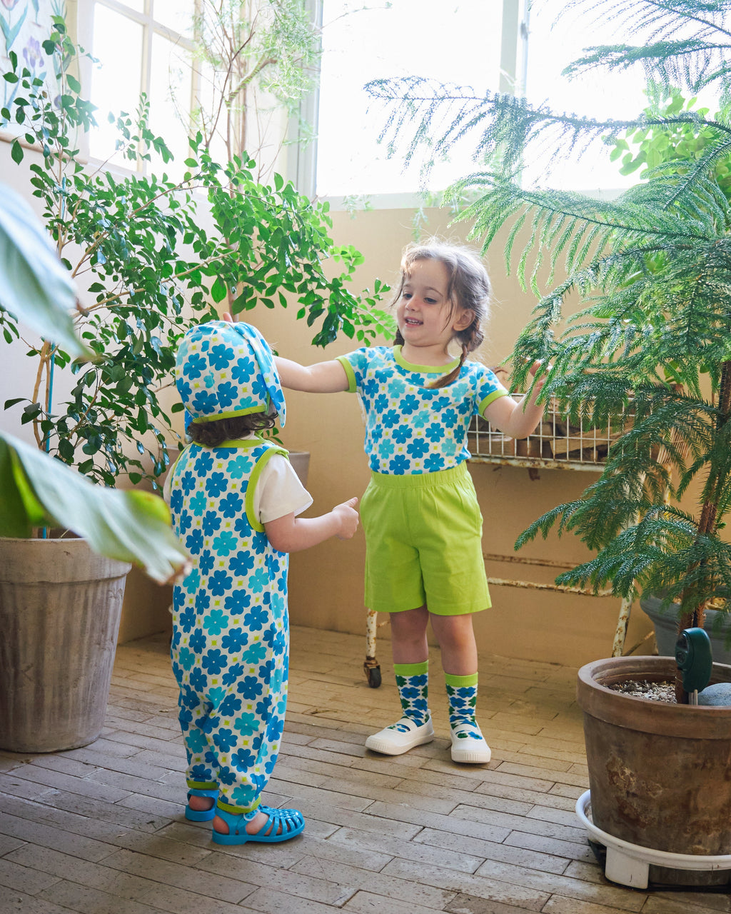 organic cotton - Kai Short Dungarees - Sky Clover - Dungarees - Ameelo - baby kids clothing