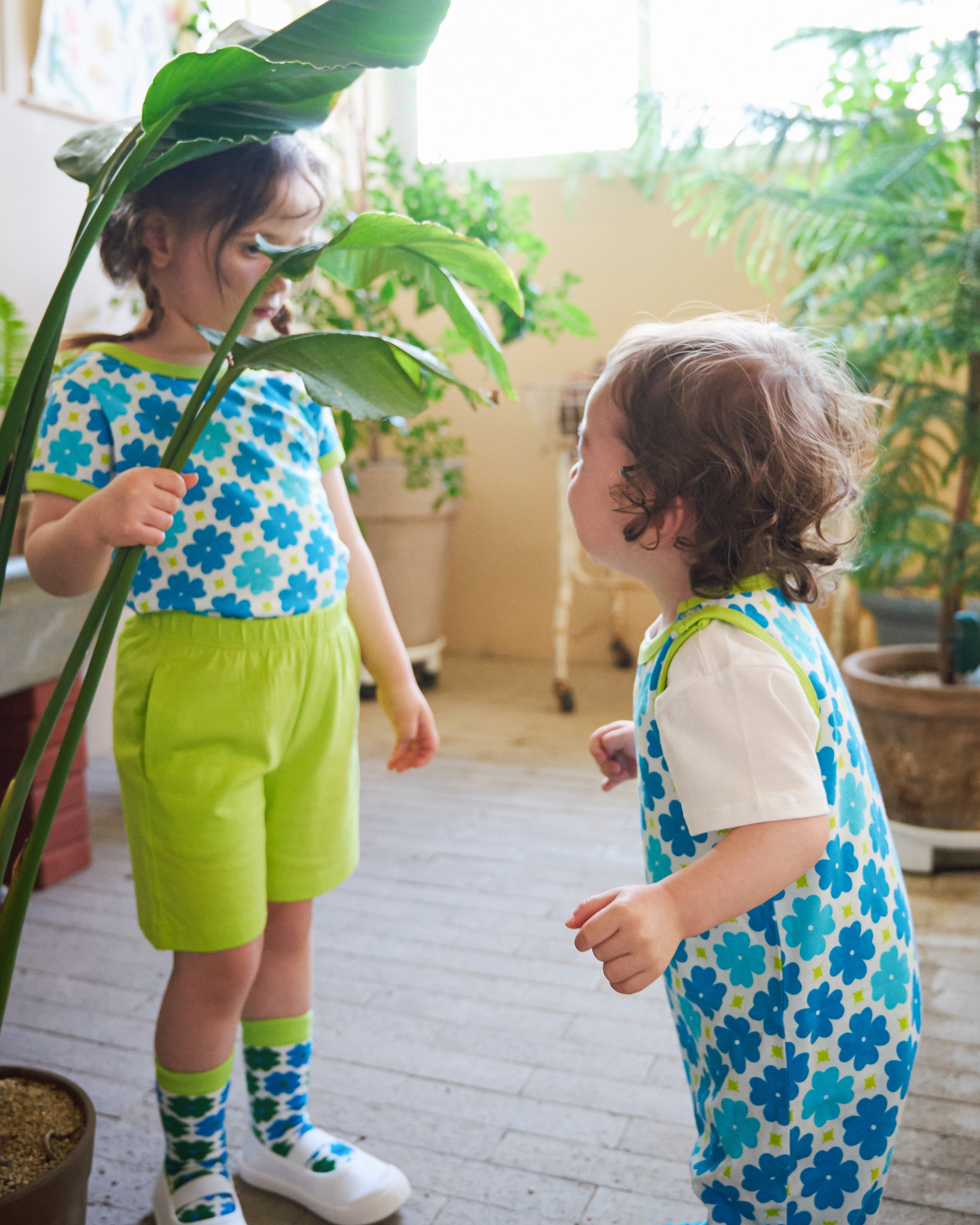 organic cotton - Kai Short Dungarees - Sky Clover - Dungarees - Ameelo - baby kids clothing