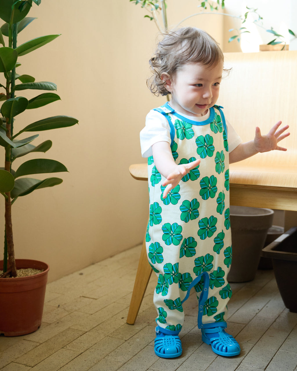 organic cotton - Kai Short Dungarees - Spring Clover - Dungarees - Ameelo - baby kids clothing